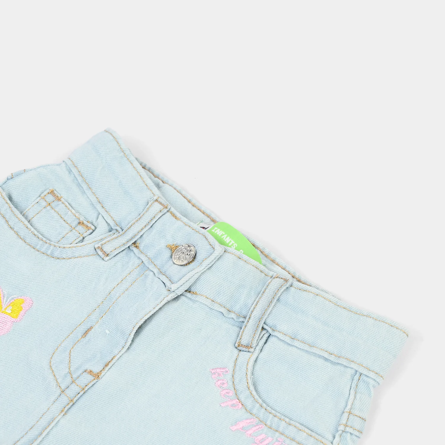 Infant Girls Denim Shorts (Butterfly) - Ice Blue - Image 3