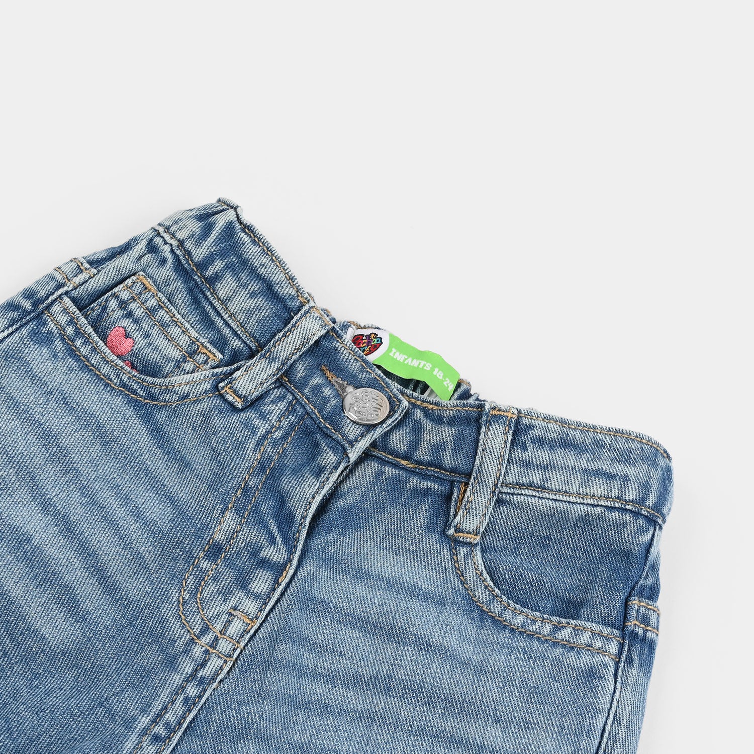 Infant Girls Denim Rigid Shorts (Love) - Dark Blue - Image 2