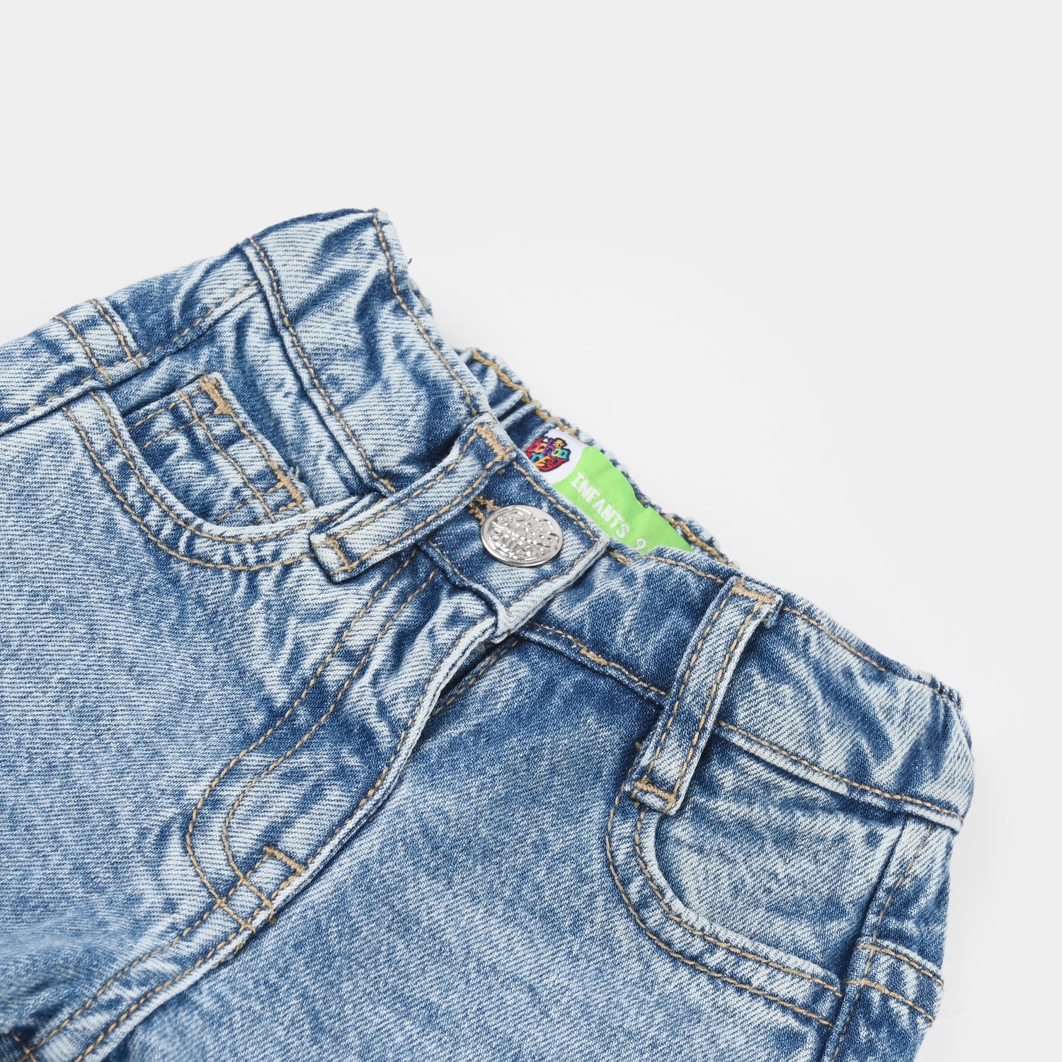 Infant Girls Denim Stretch PANT FACE-Blue - Image 2