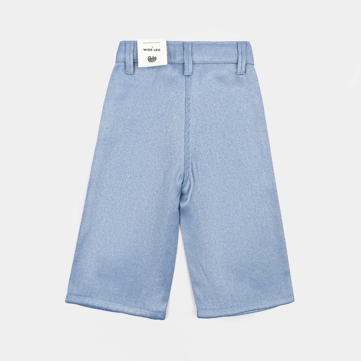 Infant Girls Denim Stretch PANT Glitter-Mid Blue - Image 3