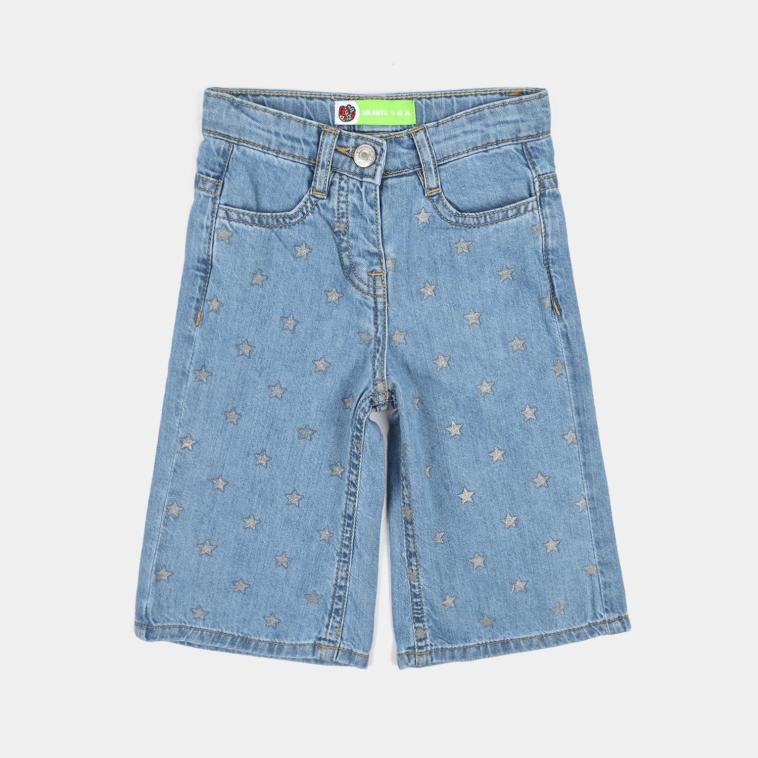 Infant Girls Denim Stretch Pant Glitter Star-D.Blue