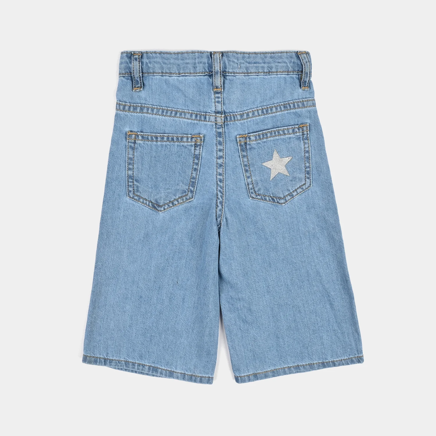 Infant Girls Denim Stretch Pant Glitter Star-D.Blue - Image 4