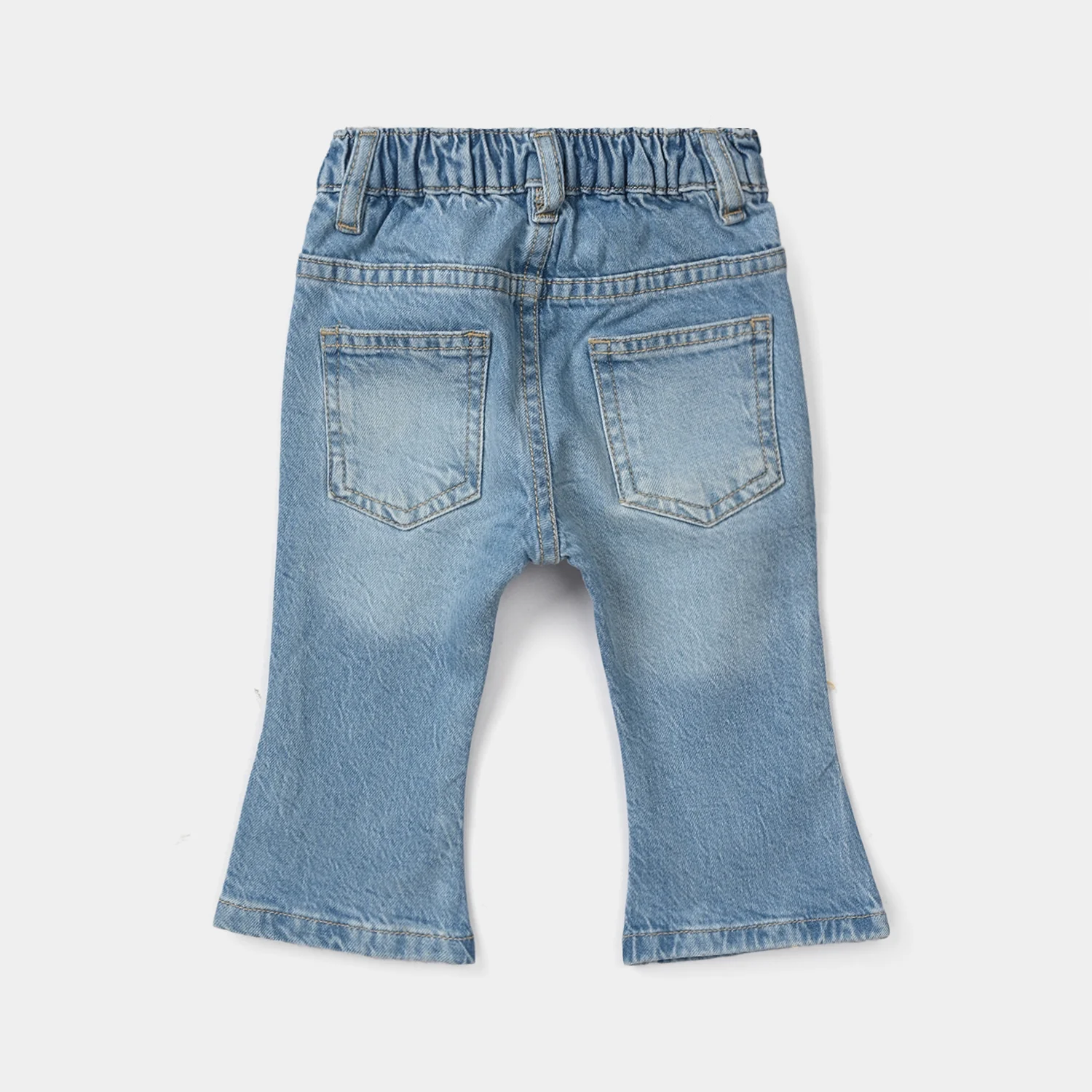 Infant Girls Denim Stretch Pants Shiny (Heart) - Light Blue - Image 4