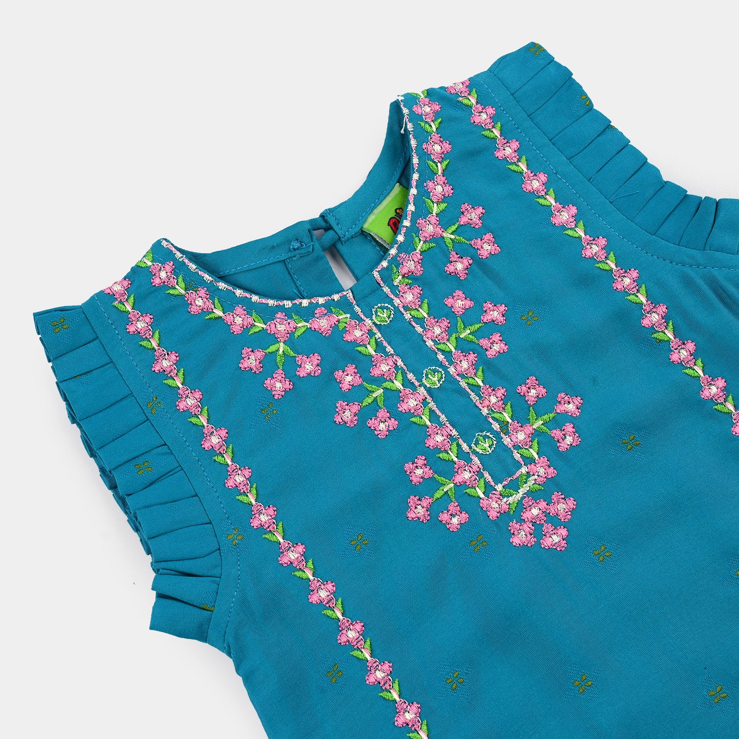 Infant Girls Jacquard Embroidered Suit 2 Piece (Dream Rani) - Teal Blue - Image 4