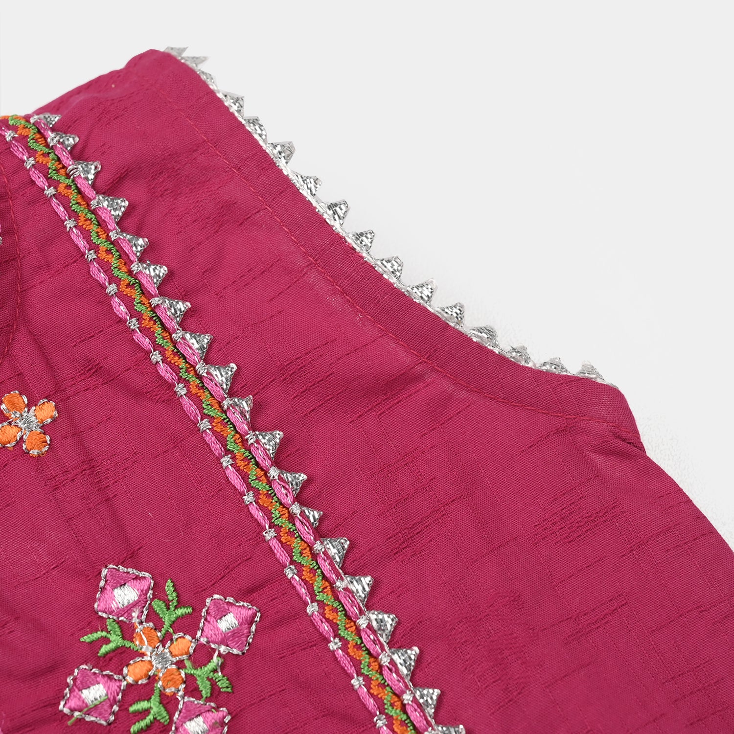 Infant Girls Jacquard Embroidered Kurti  – Magenta - Image 2