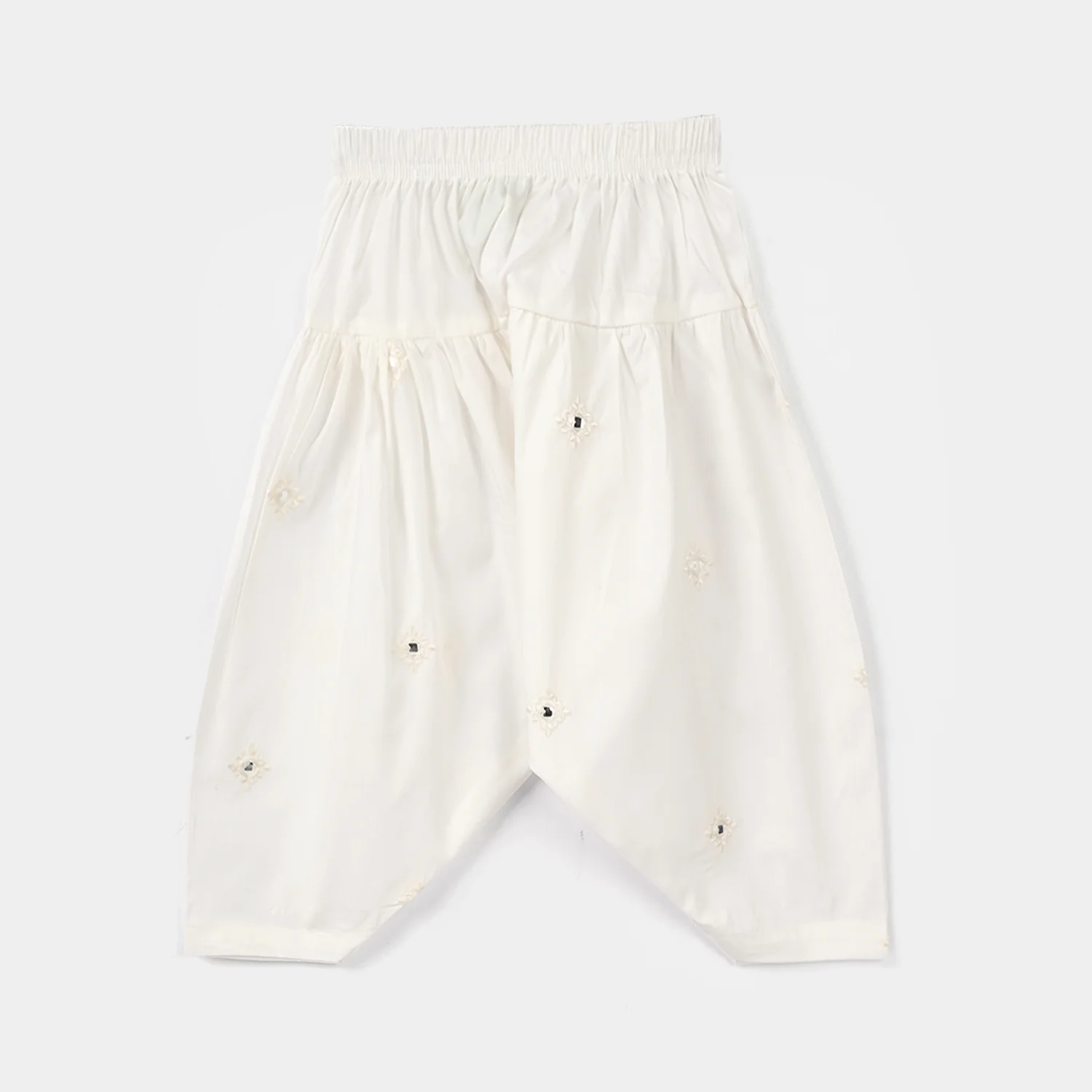 Infant Girls Cotton Embroidered Shalwar (Booti) – White - Image 3