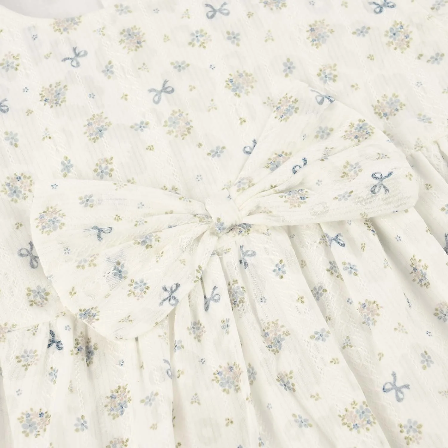 Infant Girls Cotton Interlock Fancy Frock - White - Image 3