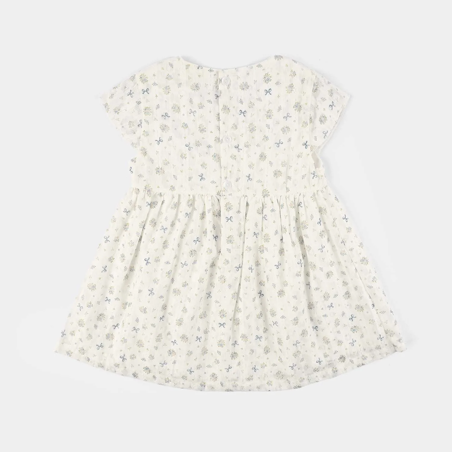 Infant Girls Cotton Interlock Fancy Frock - White - Image 4