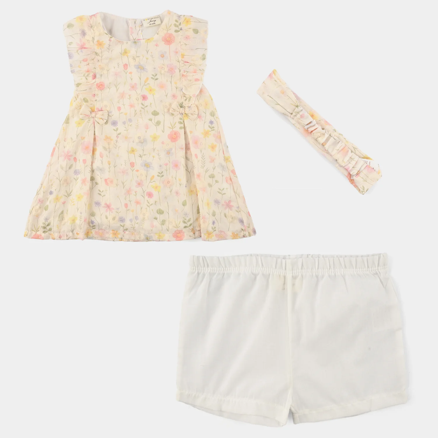 Infant Girls Cotton Interlock Fancy Frock-YELLOW
