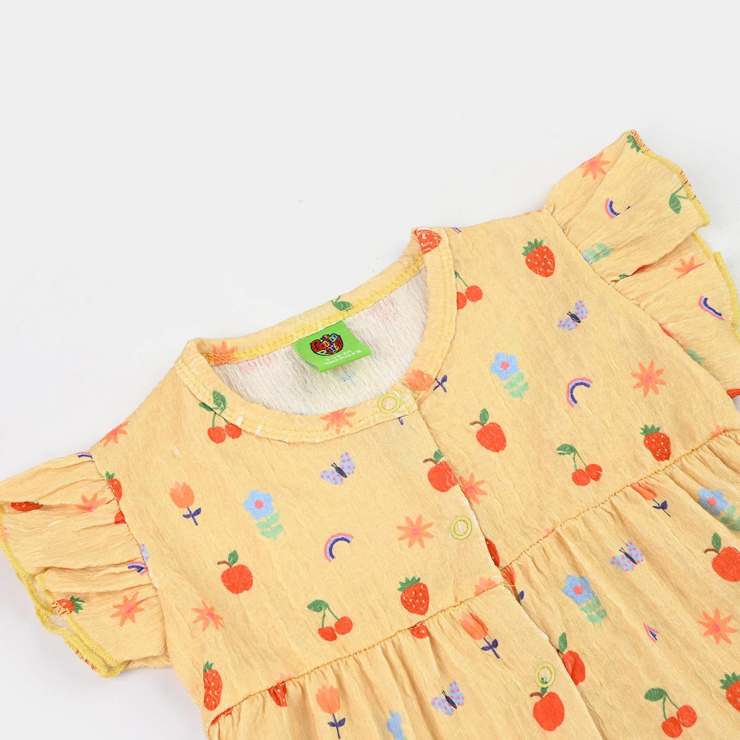 Infant Girls Seer Sucker Frock Fruits-Yellow - Image 2