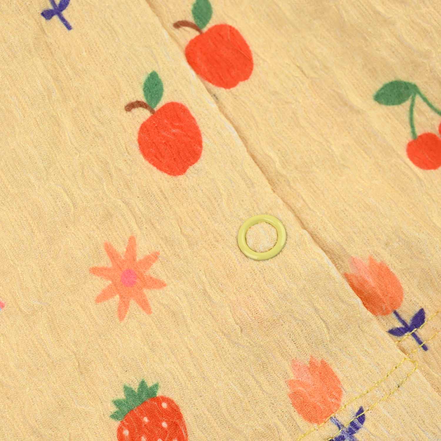 Infant Girls Seer Sucker Frock Fruits-Yellow - Image 3