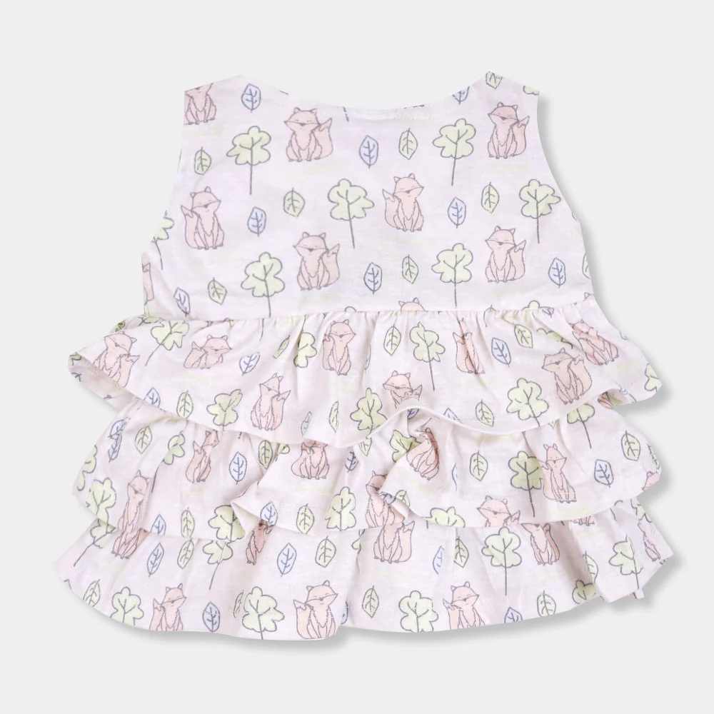 Infant Girls Frock Polka Dot & Flowers AOP - Anti White - Image 3