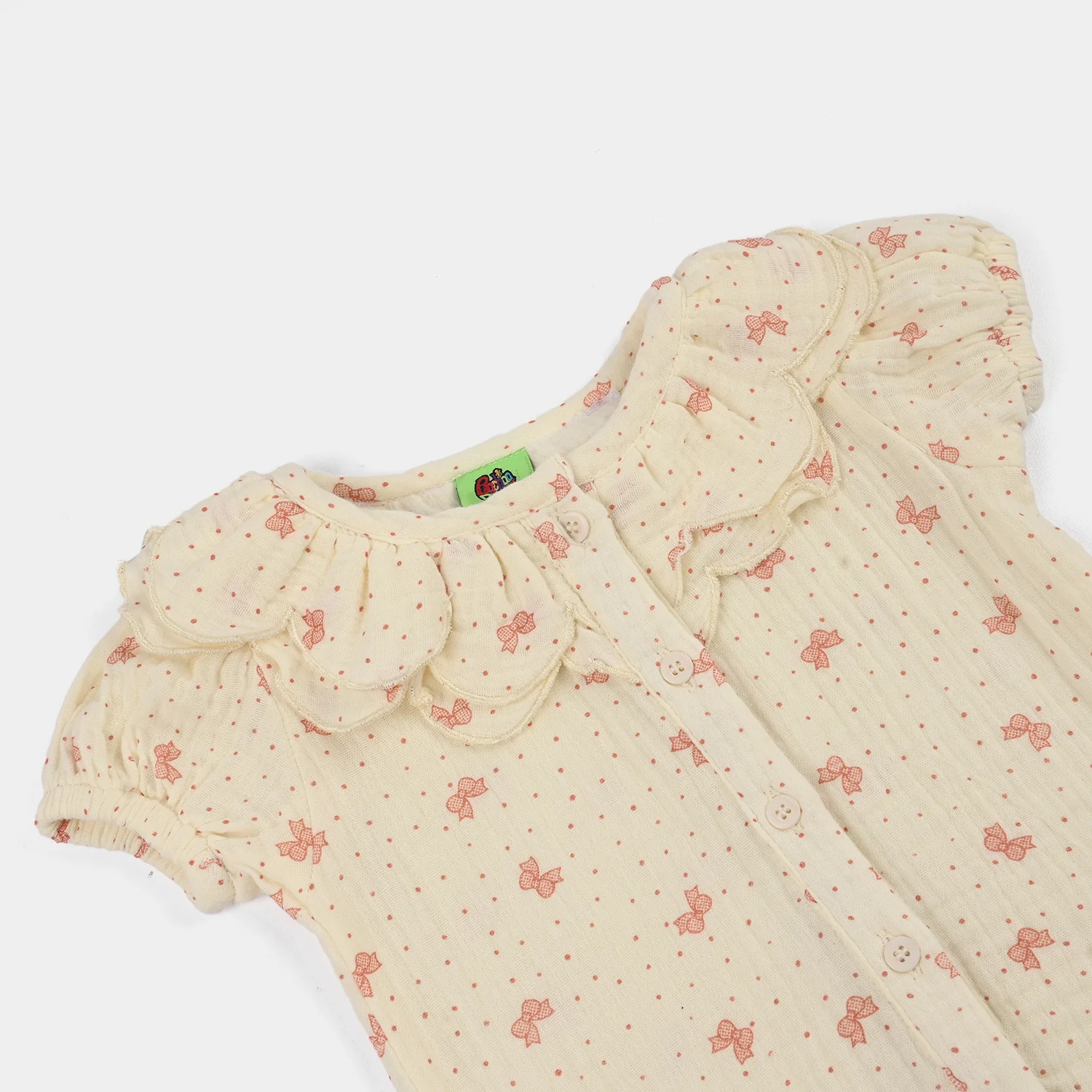 Infant Girls Gauze 2Pc Suit-Polka-Off-White - Image 3