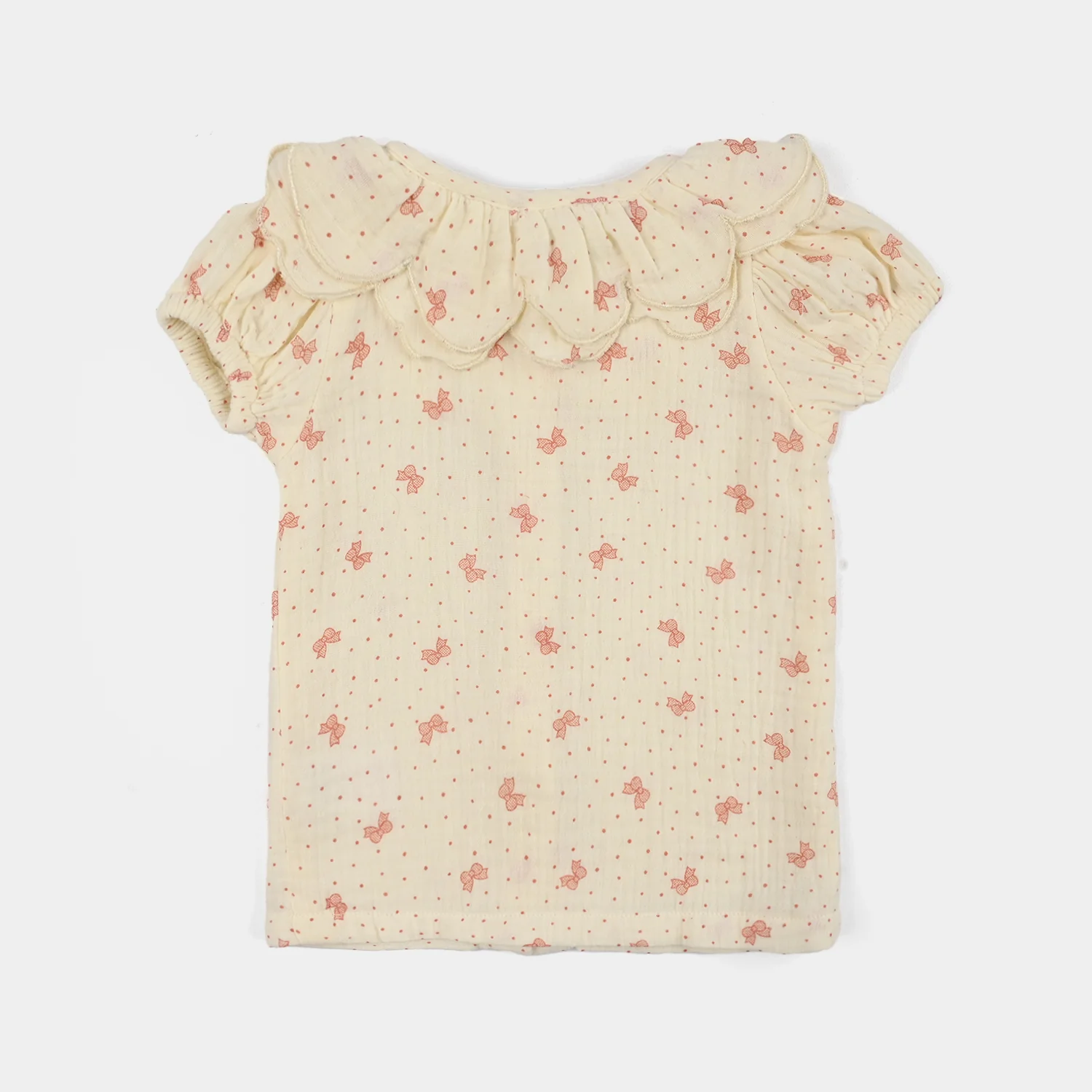 Infant Girls Gauze 2Pc Suit-Polka-Off-White - Image 4
