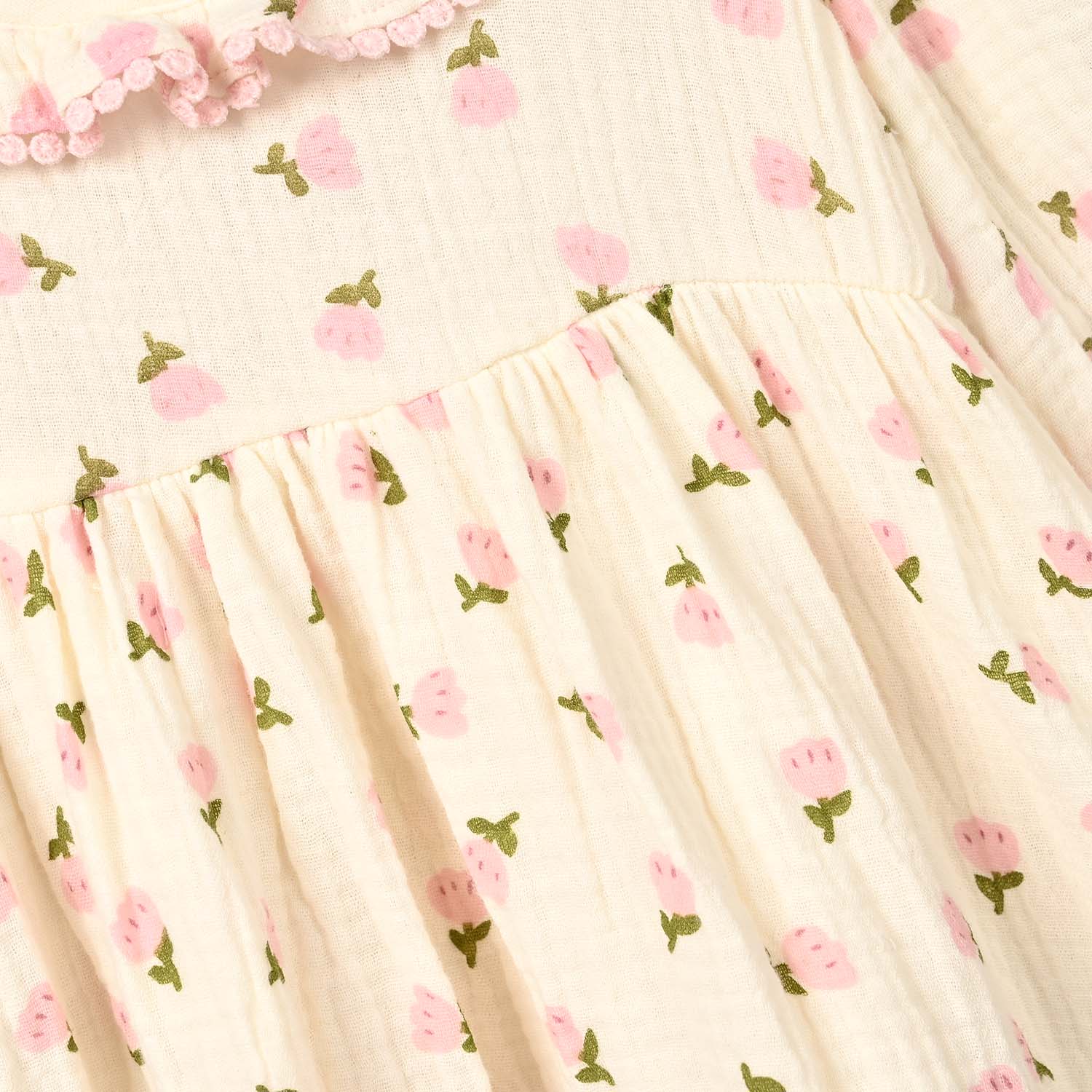 Infant Girls Gauze Casual Frock Mini Tulips-Off.White - Image 3