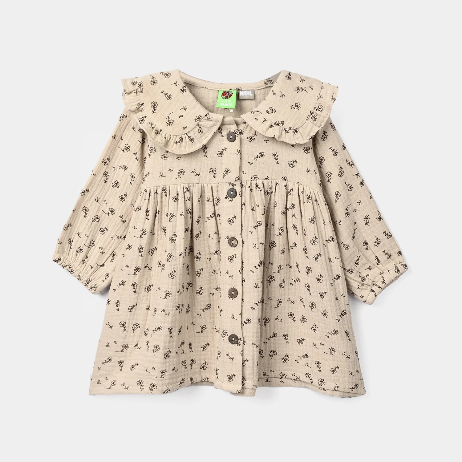 Infant Girls Gauze Casual Frock Sketch Flowers