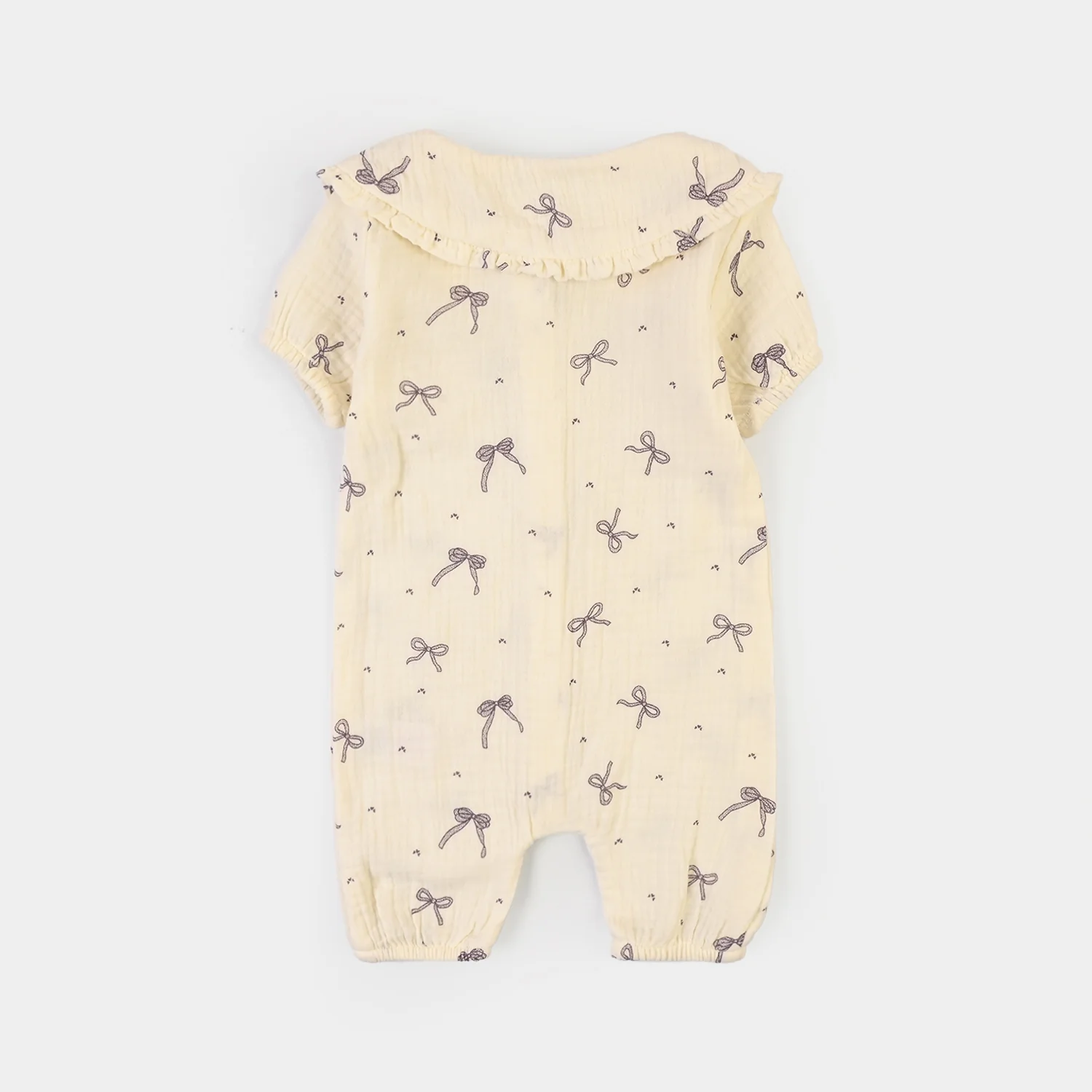 Infant Girls Gauze Woven Romper-Little Bows-Off.White - Image 5