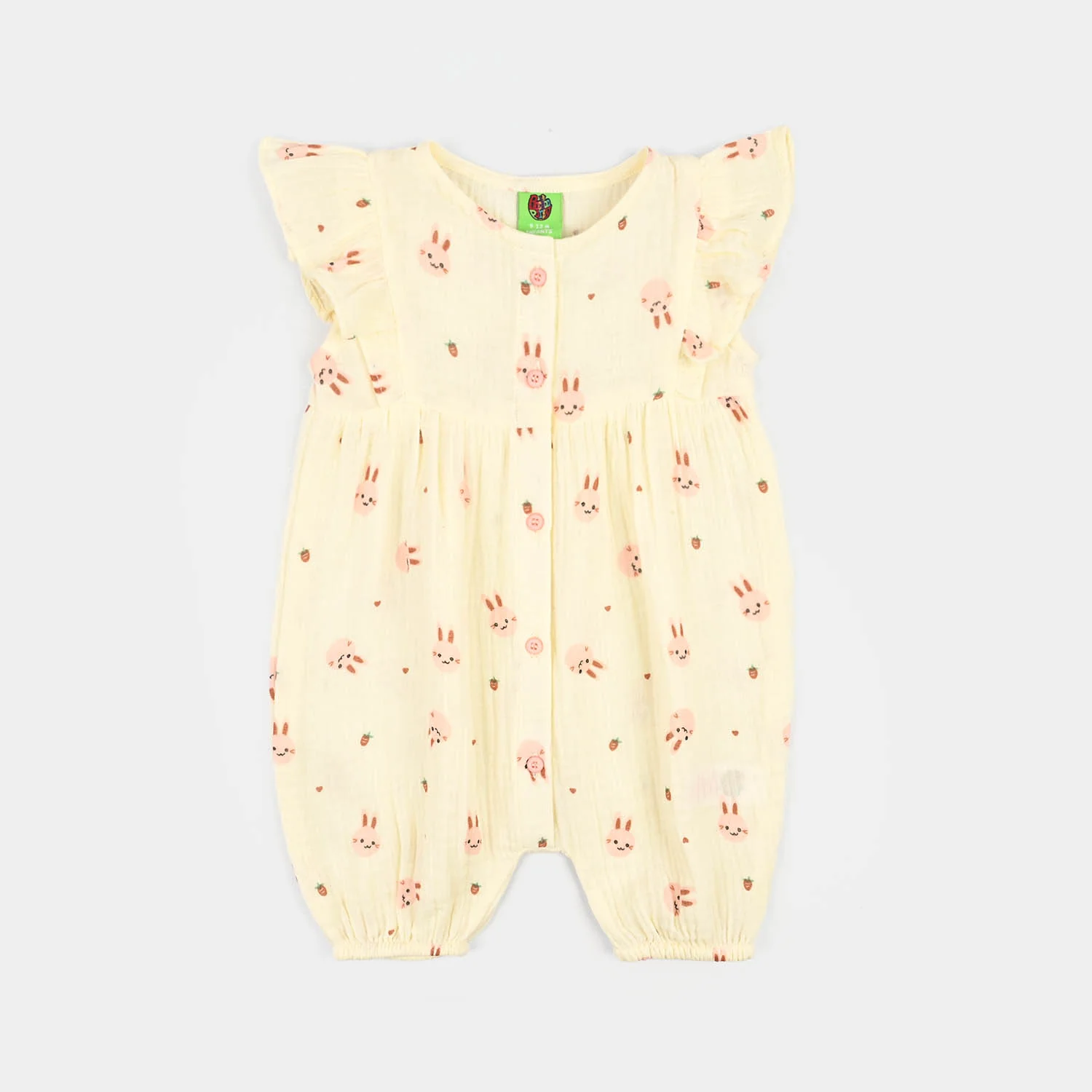 Infant Girls Gauze Woven Romper-Rabbit-Off.White