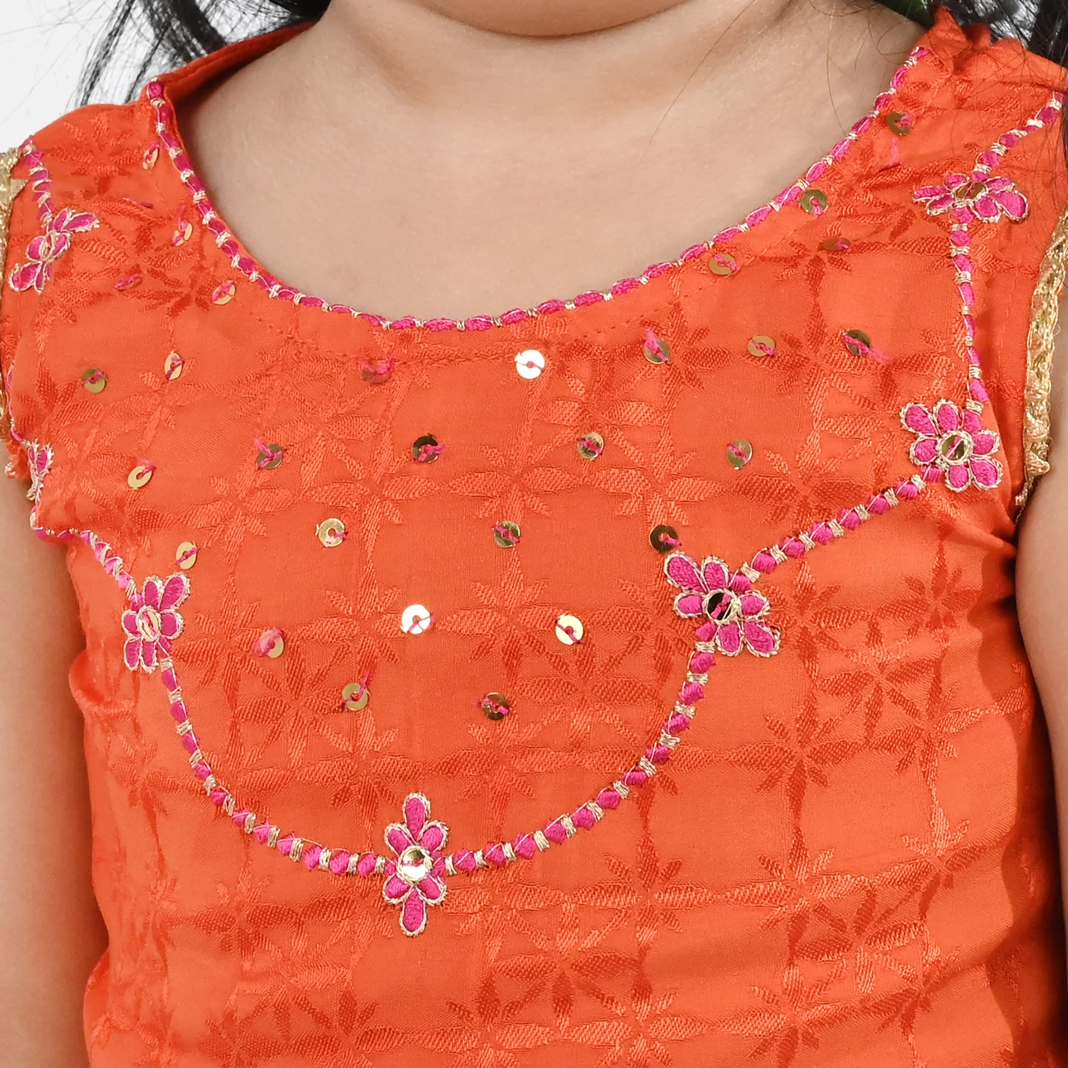 Infant Girls Jacquard 2-Piece Suit (Choti) - Rust/Orange - Image 2