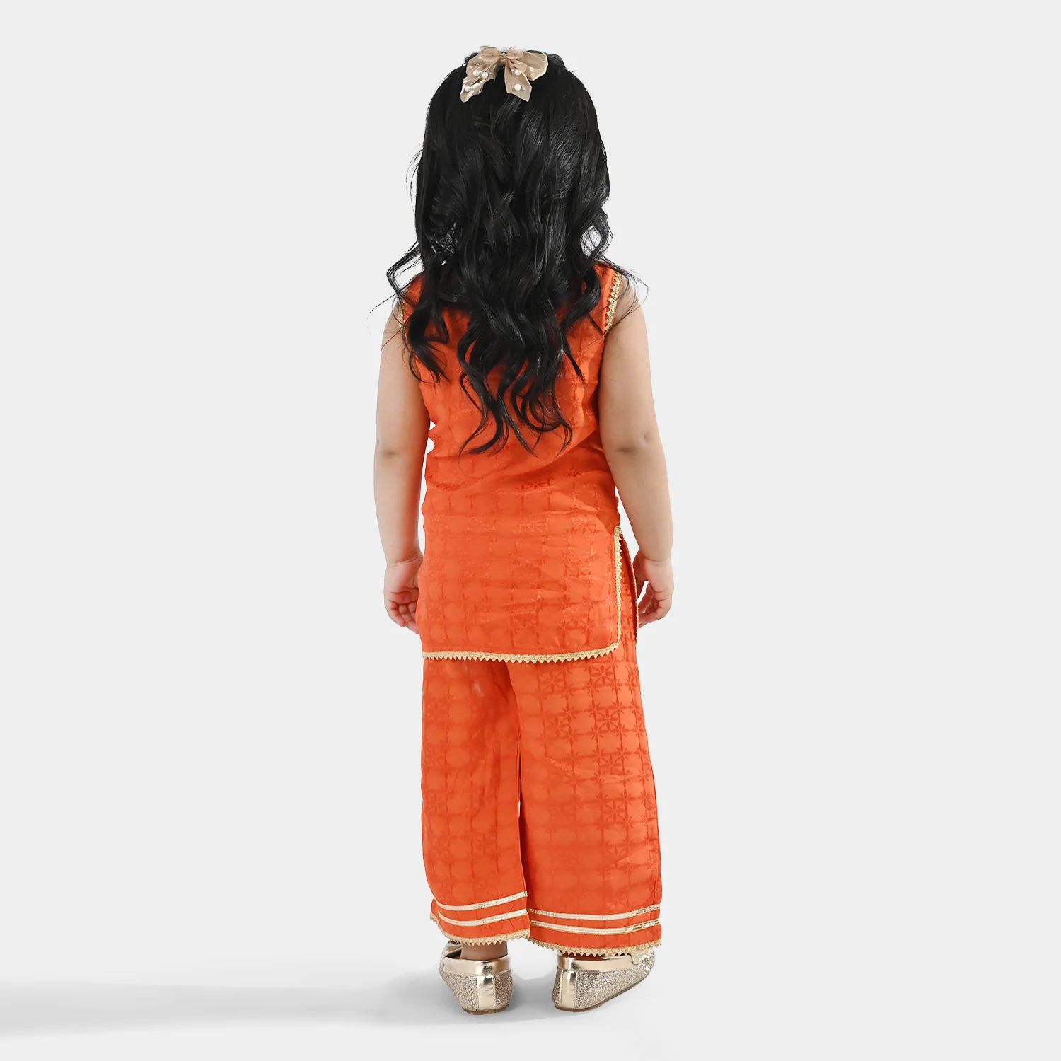 Infant Girls Jacquard 2-Piece Suit (Choti) - Rust/Orange - Image 5