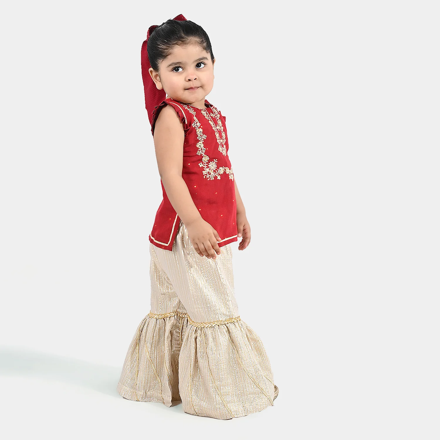 Infant Girls Jacquard 2-Piece Suit (Khumaar) - Red - Image 4
