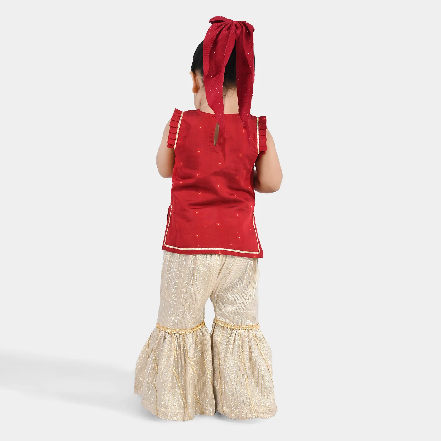 Infant Girls Jacquard 2-Piece Suit (Khumaar) - Red - Image 5