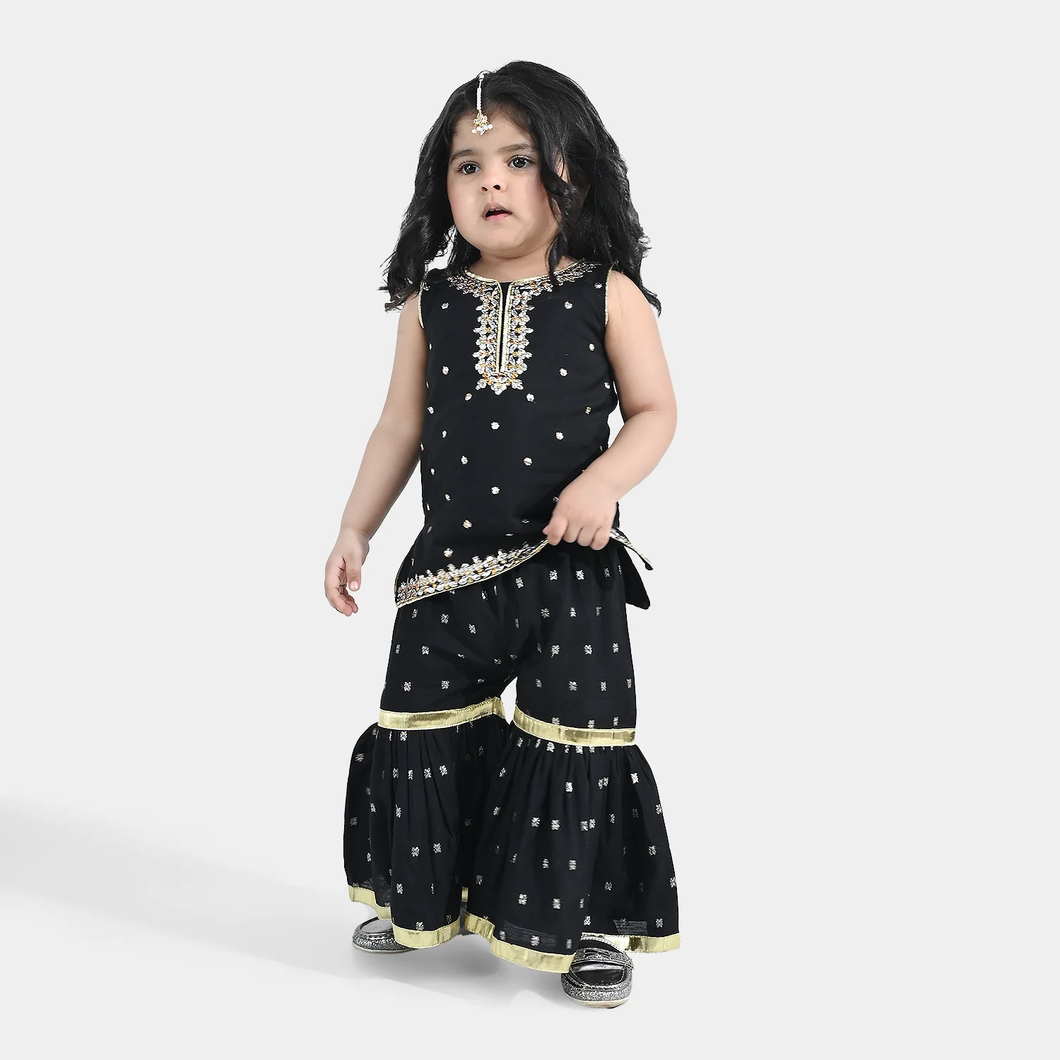 Infant Girls Jacquard 2-Piece Set - Black - Image 2