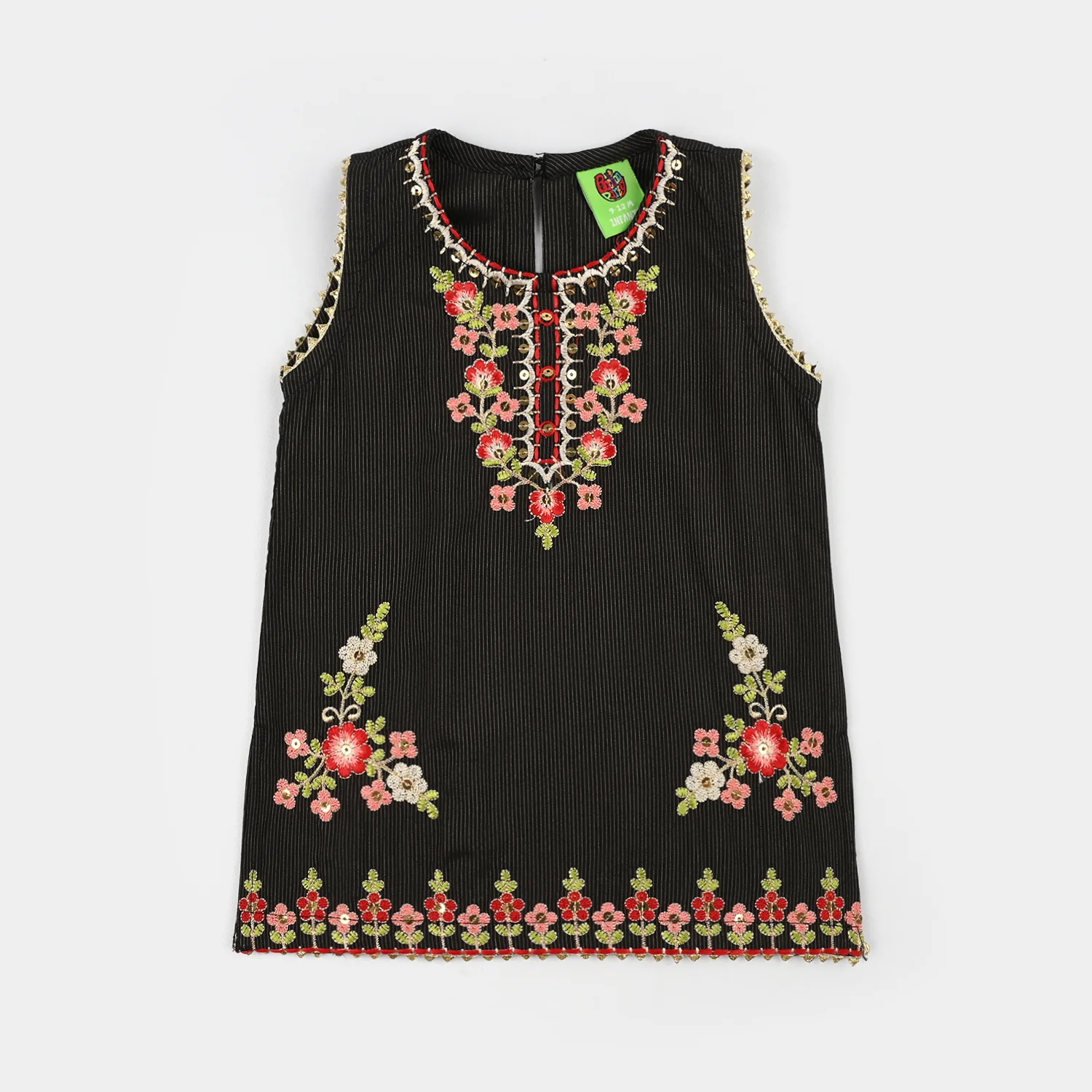 Infant Girls Jacquard 2Pcs Raat ki Rani-BLACK - Image 2