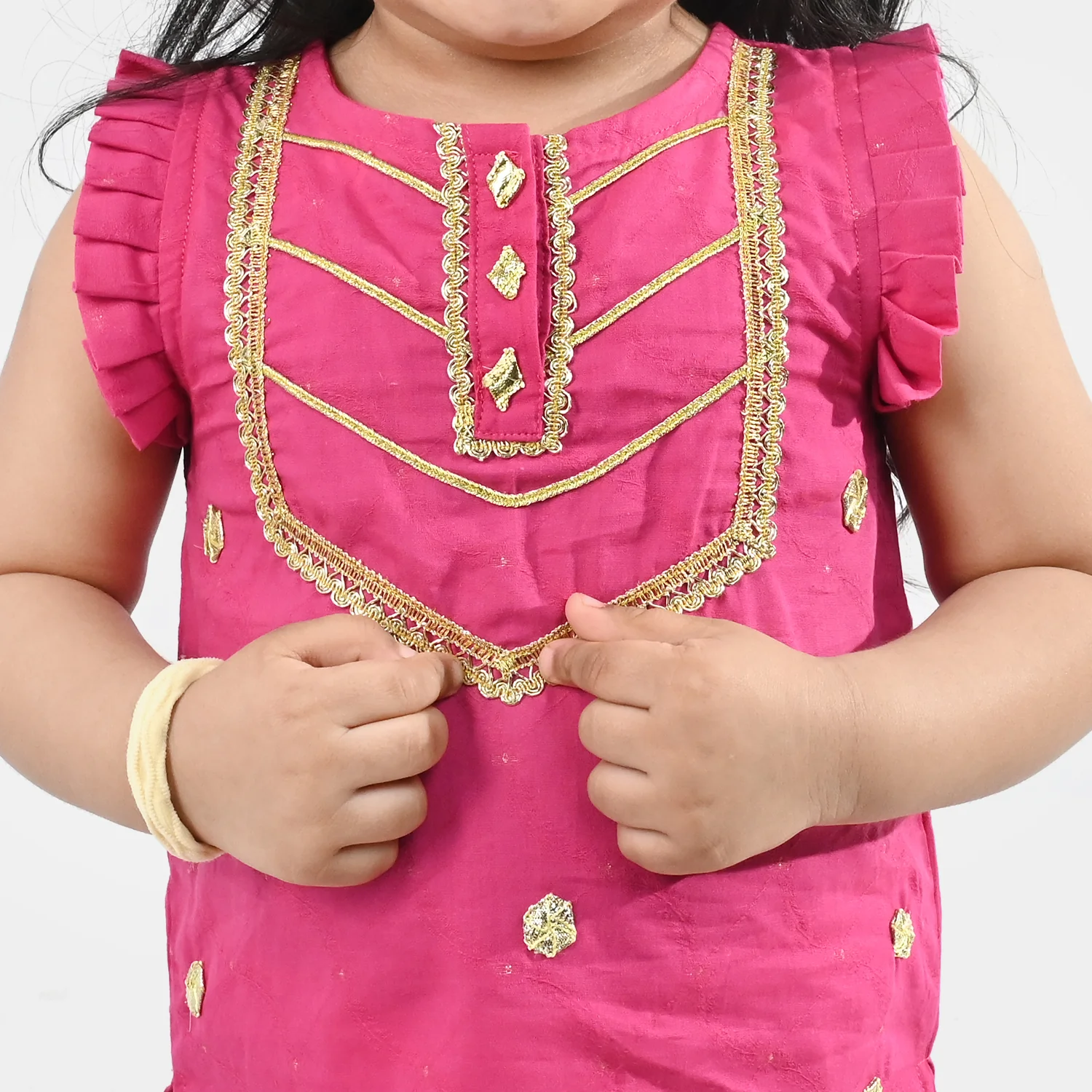 Infant Girls Jacquard 2-Piece Set (Ruby) - Shocking Pink - Image 3