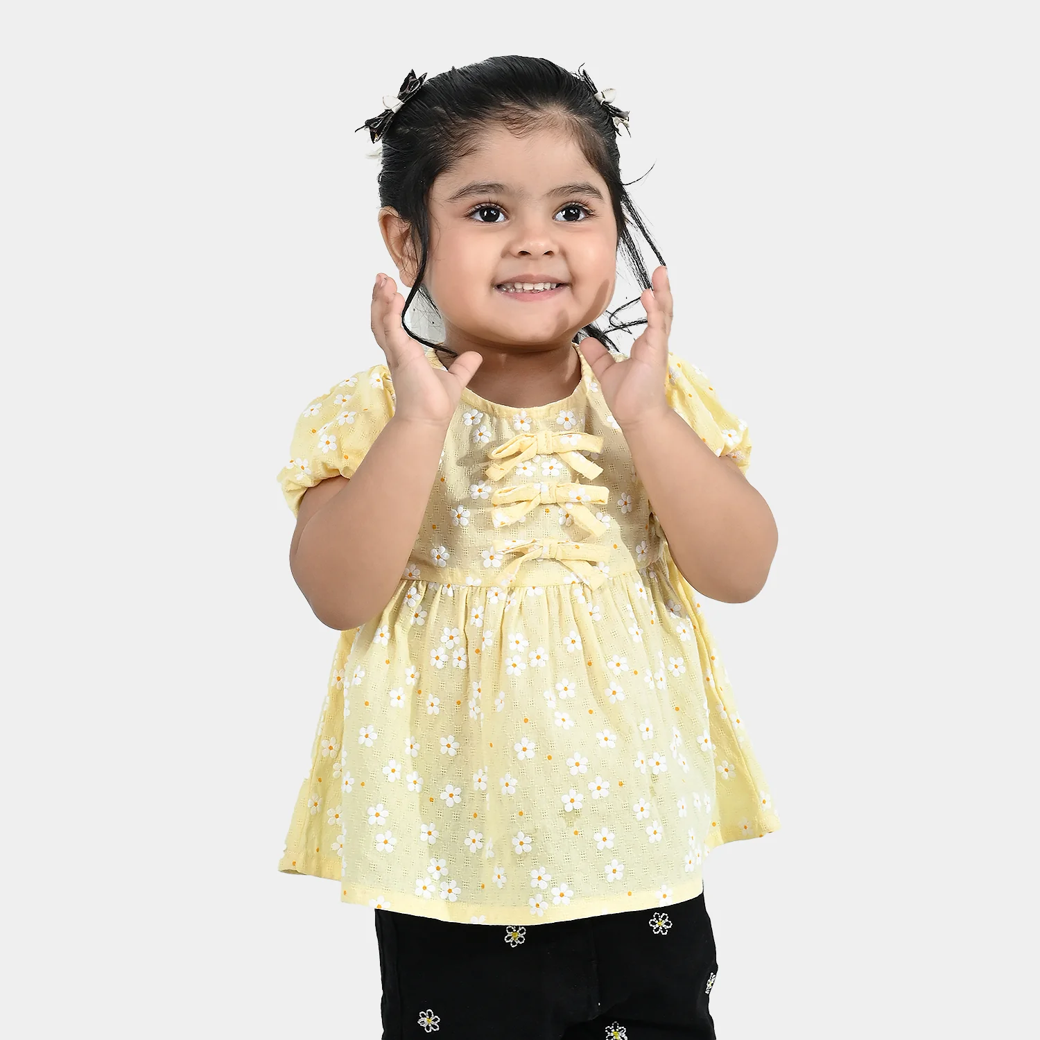 Infant Girls Jacquard Casual Top (Blossom) - Yellow - Image 5