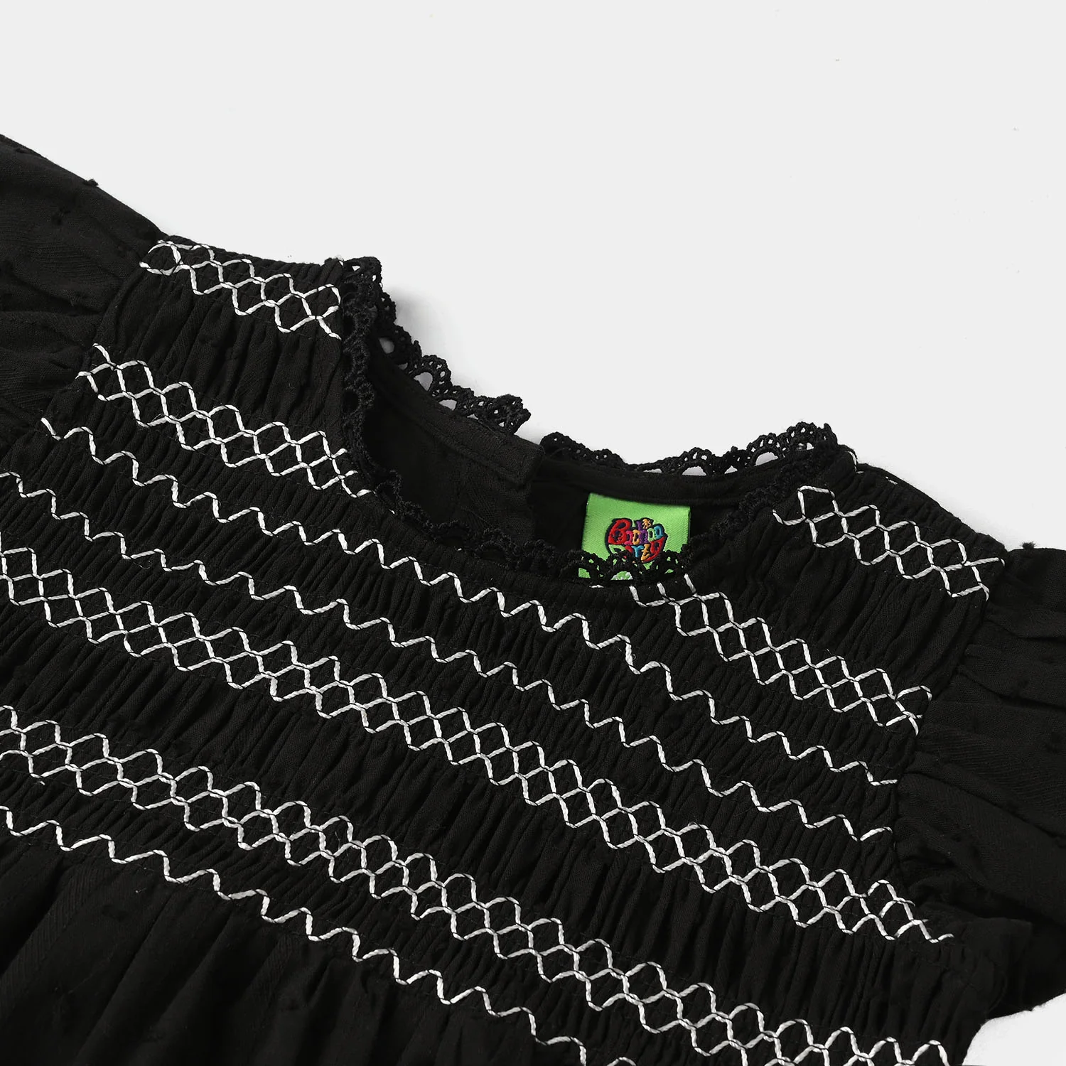 Infant Girls Jacquard Casual Frock Top (Middy) - Black - Image 2