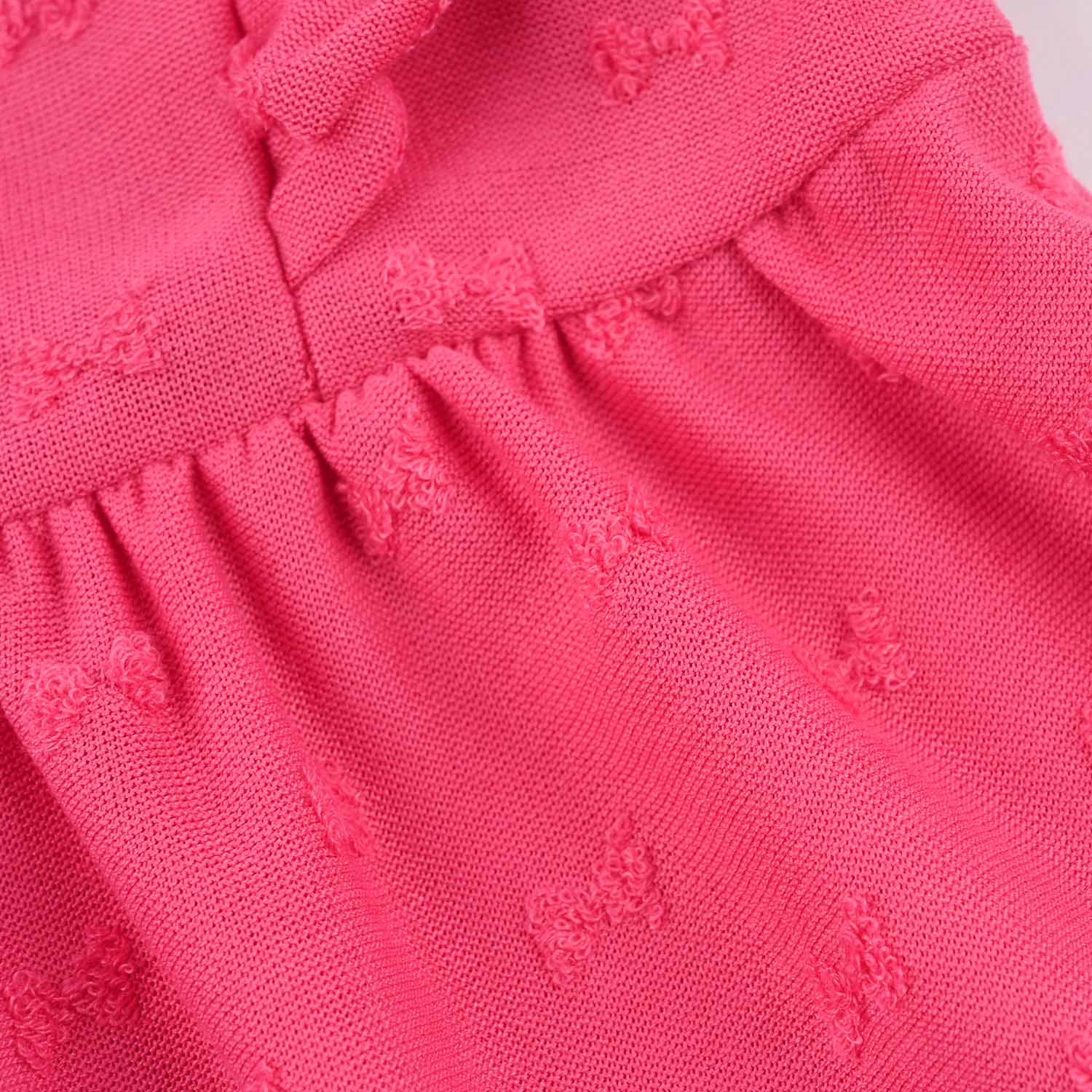 Infant Girls Jacquard Frill Frock (Bow) - Pink - Image 3