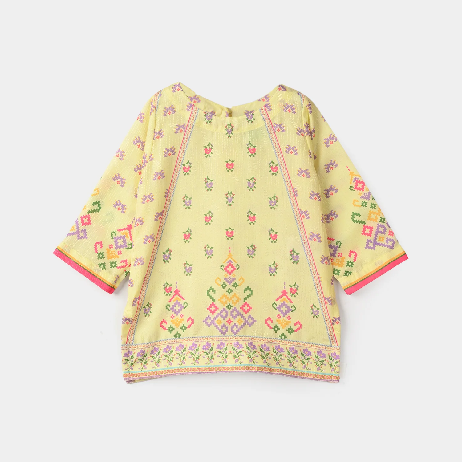 Infant Girls Jacquard Printed 2-Piece Set (Skyler) - Yellow - Image 2