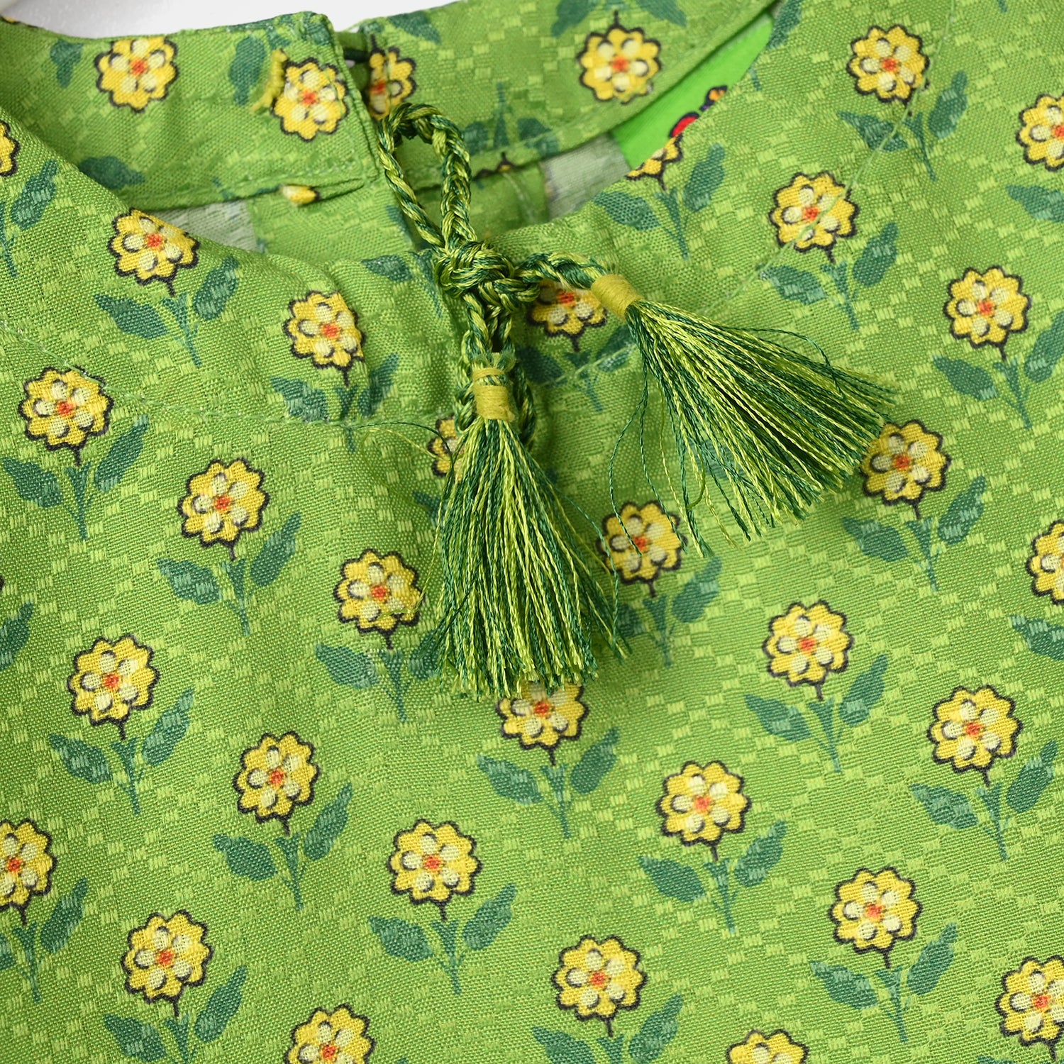 Infant Girls Jacquard Printed 2-Pcs Suit - Dhani Green - Image 3