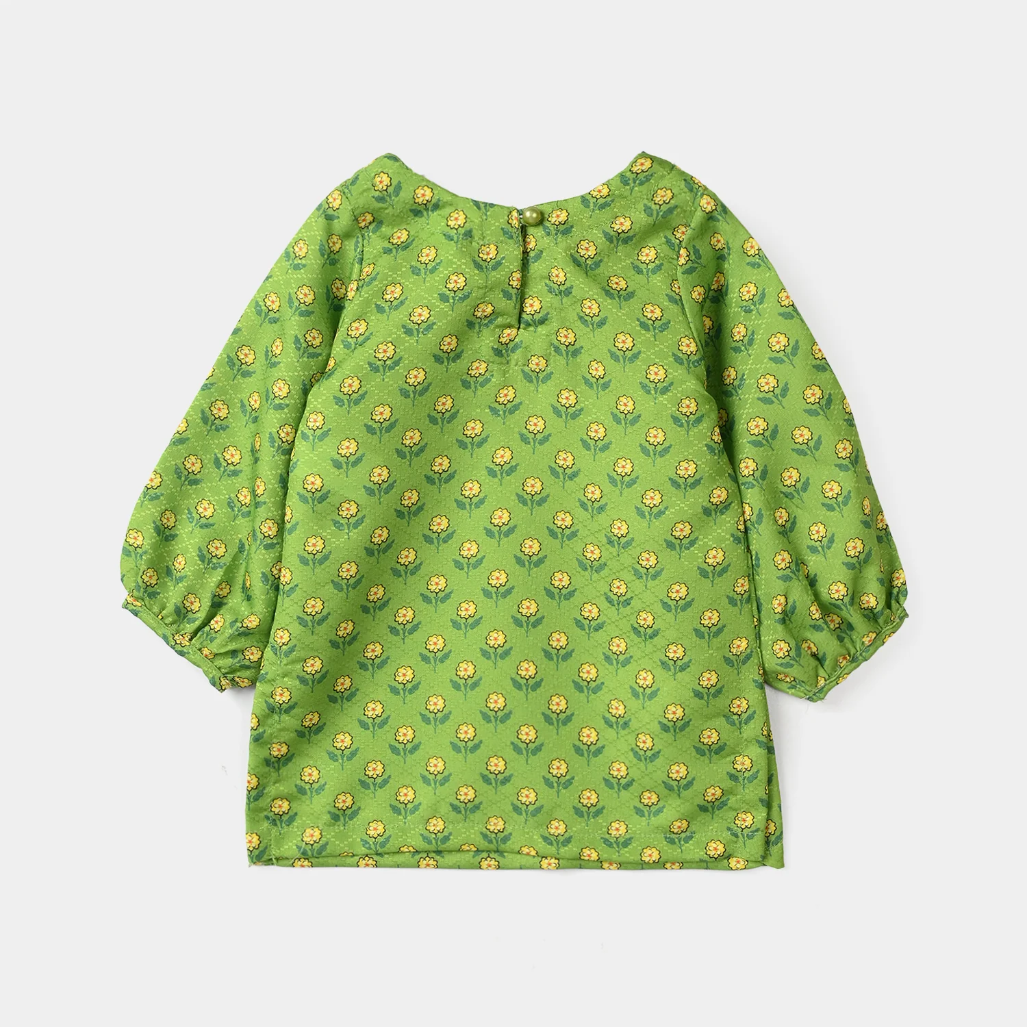 Infant Girls Jacquard Printed 2-Pcs Suit - Dhani Green - Image 4