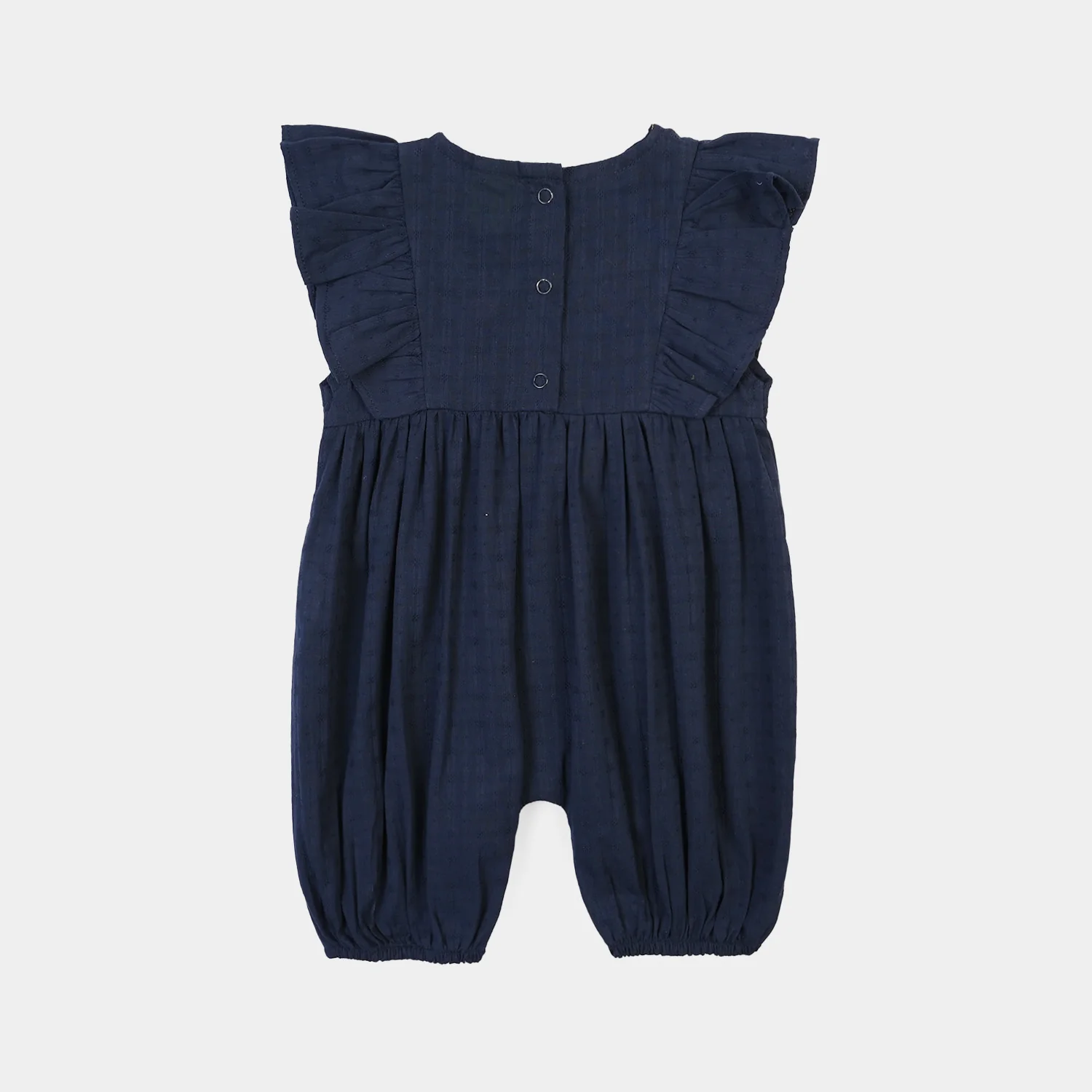 Infant Girls Jacquard Woven Romper Blooming-NAVY - Image 4