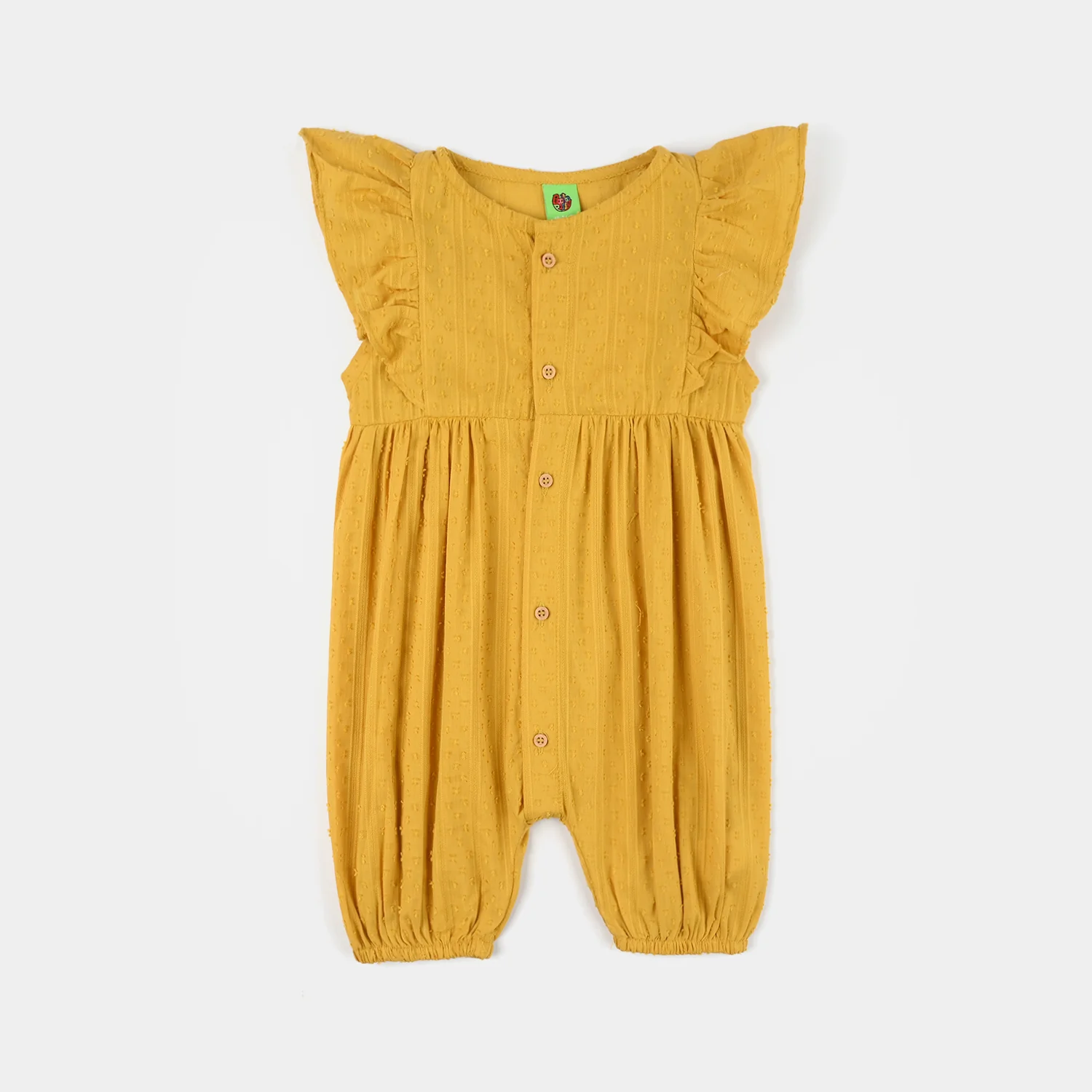 Infant Girls Jacquard Woven Romper (Summer Hues) - Mustard