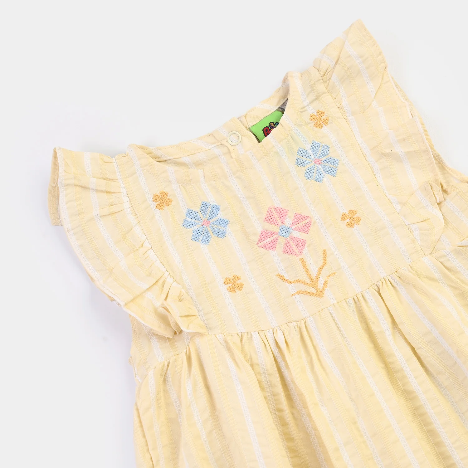Infant Girls Jacquard Woven Romper-Sunflower-Light Yellow - Image 2