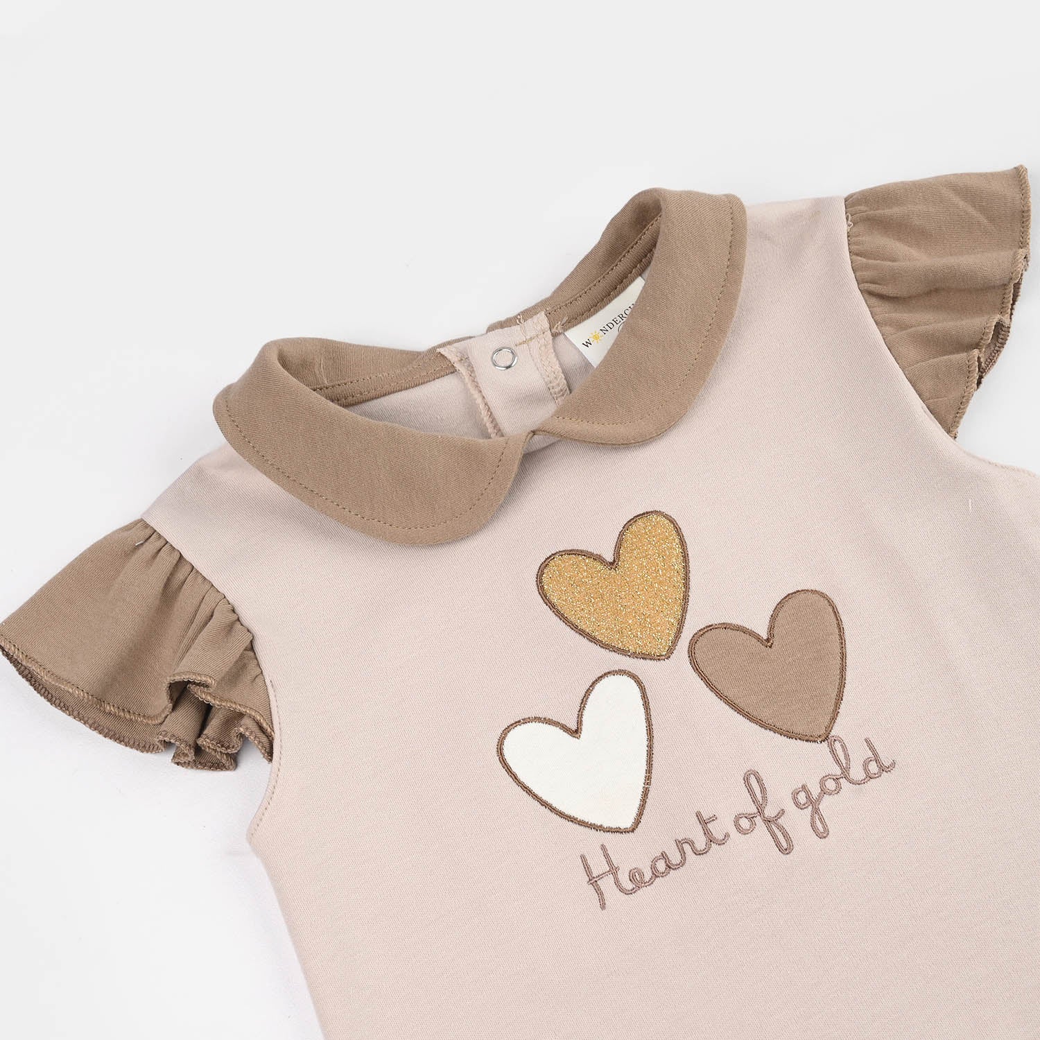 Infant Girls Jersey/Terry 2Pc Suit - Beige/Blue - Image 3