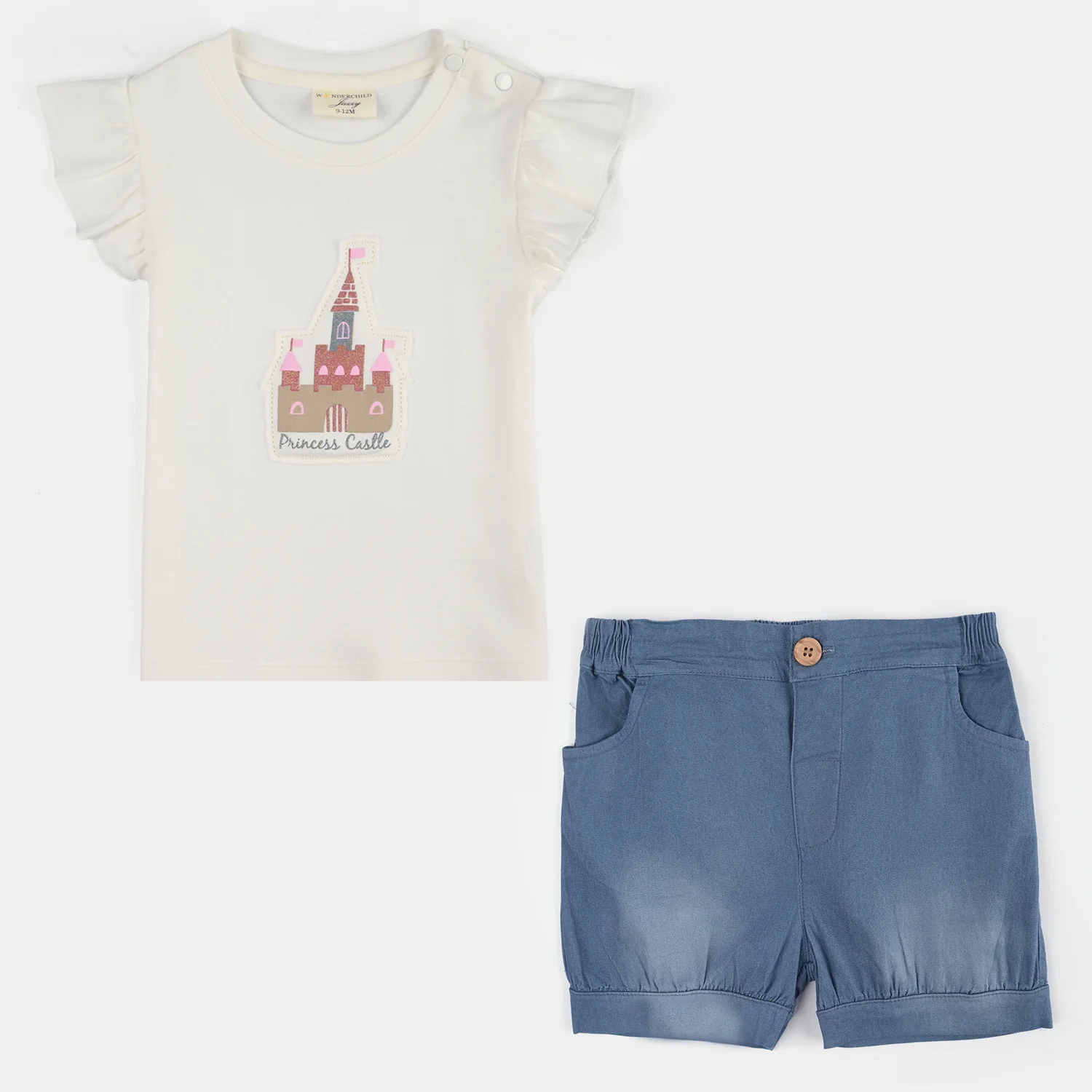 Infant Girls Jersey/Terry 2Pc Suit - White