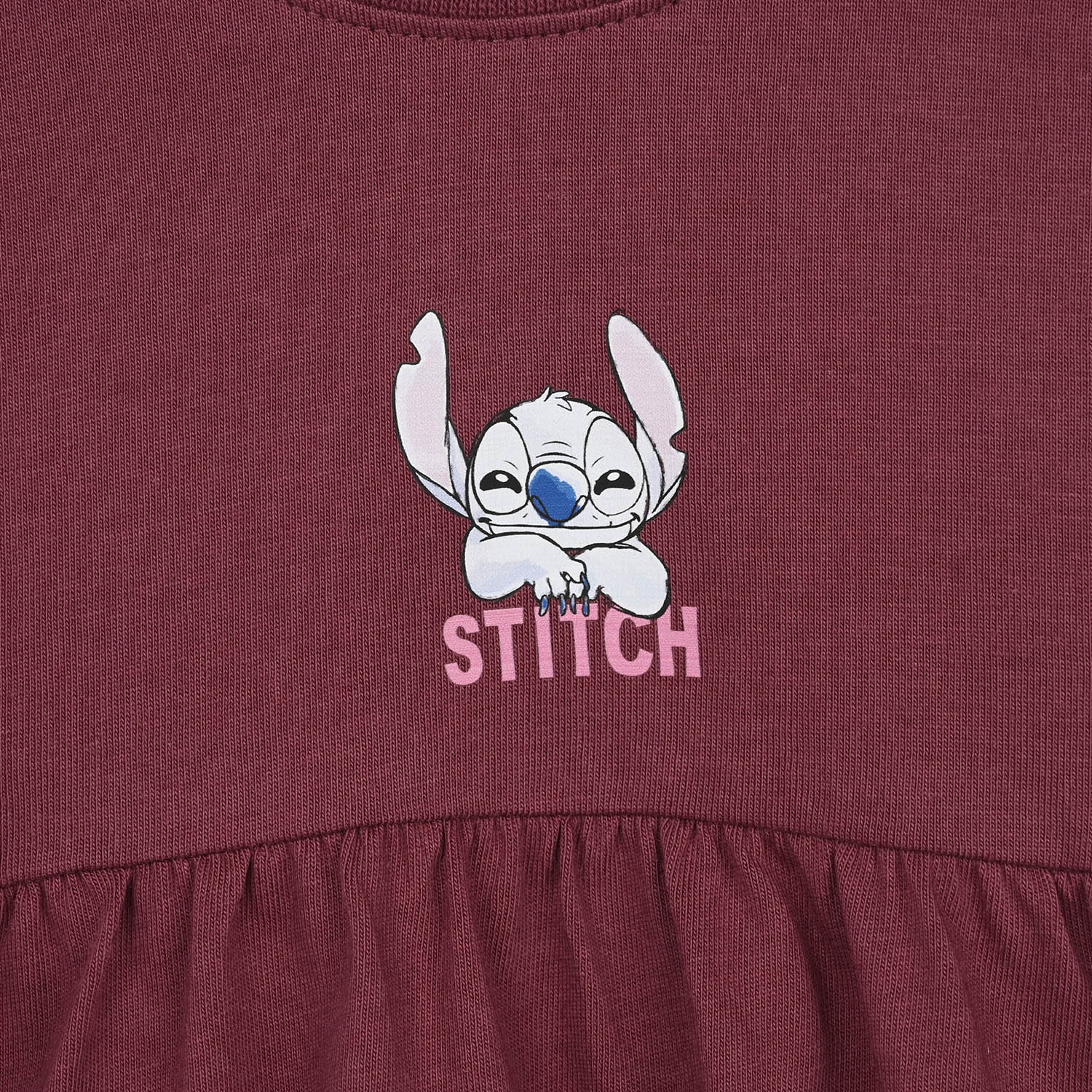 Infant Girls Jersey/Terry Knitted Frock Stitch- Maroon - Image 2