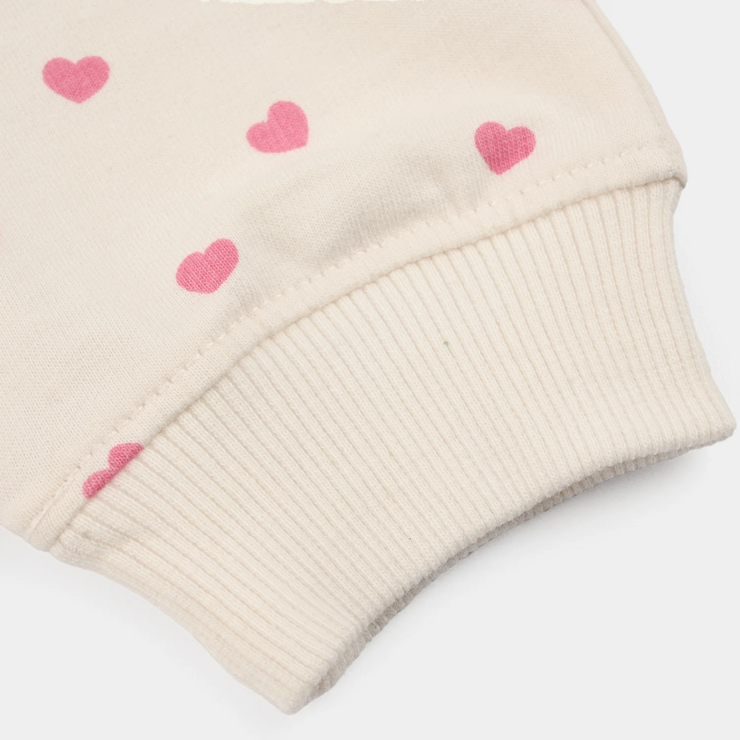 Infant Girls Jersey/Terry Pajama (Hearts) - Off White - Image 3