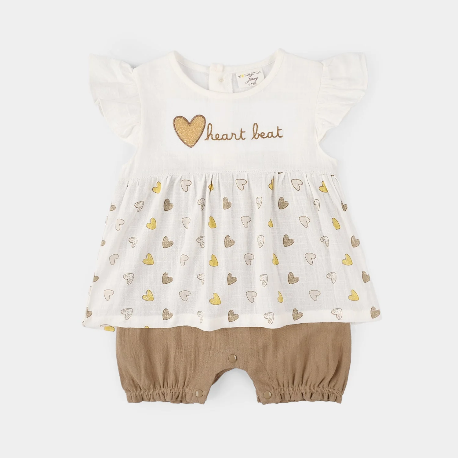 Infant Girls Jersey/Terry Romper - White