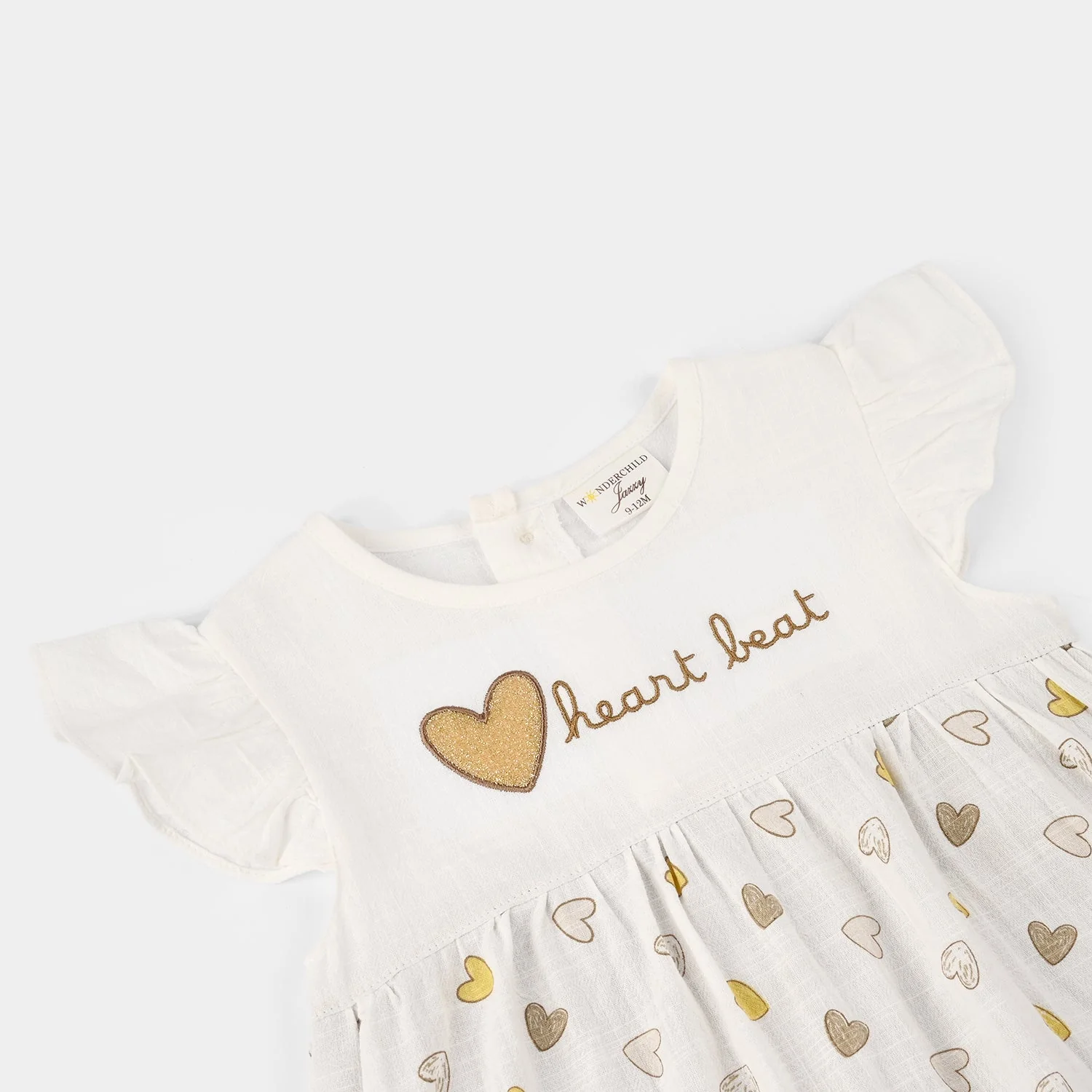 Infant Girls Jersey/Terry Romper - White - Image 2