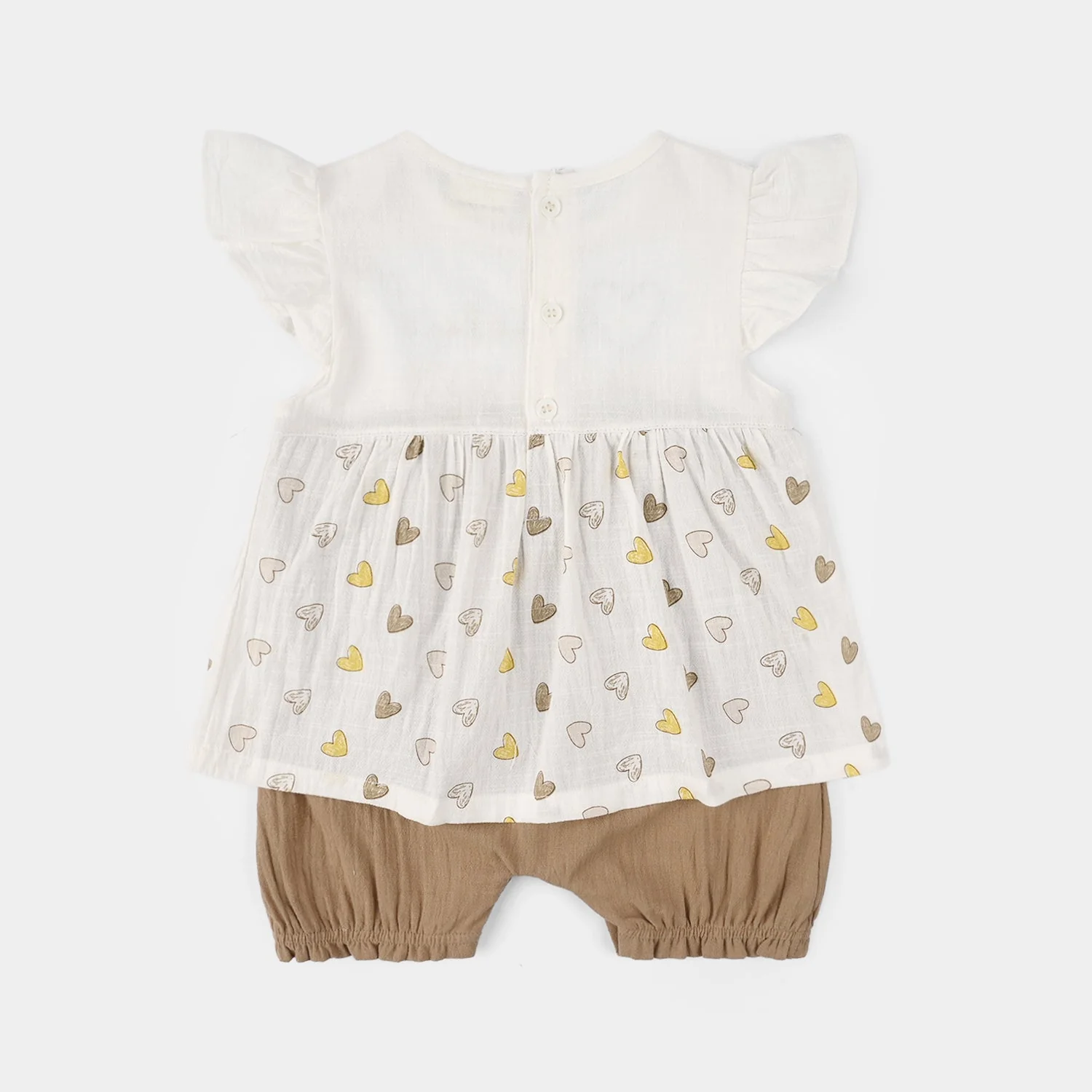 Infant Girls Jersey/Terry Romper - White - Image 4