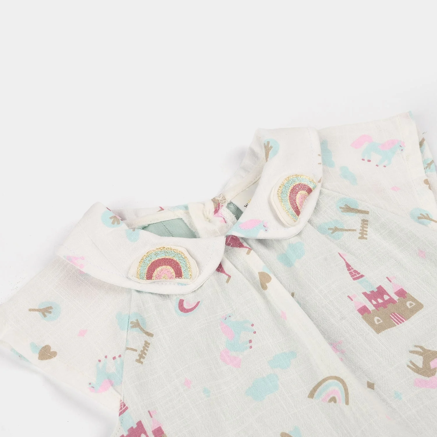 Infant Girls Jersey/Terry Romper - White - Image 2