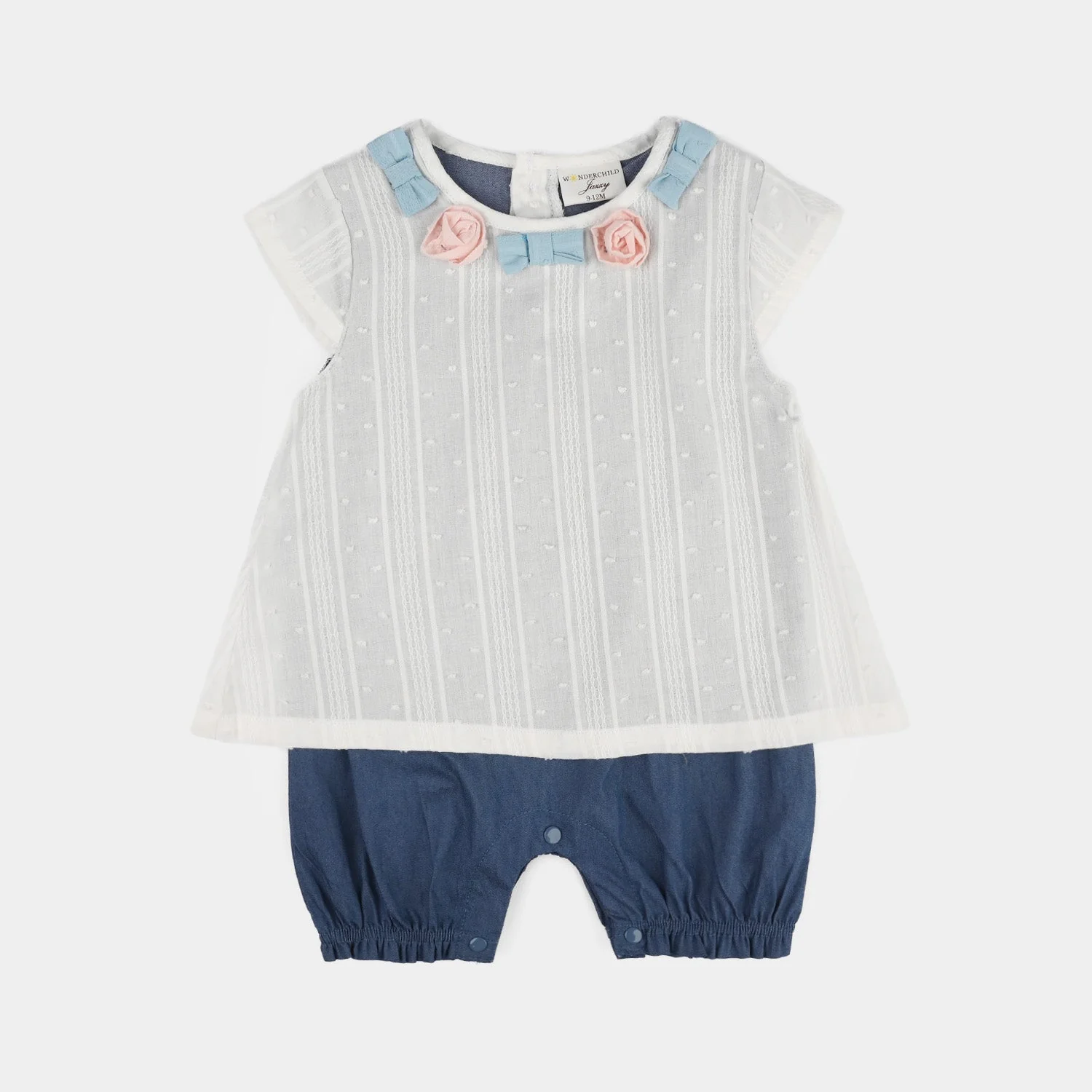 Infant Girls Jersey/Terry Romper - White