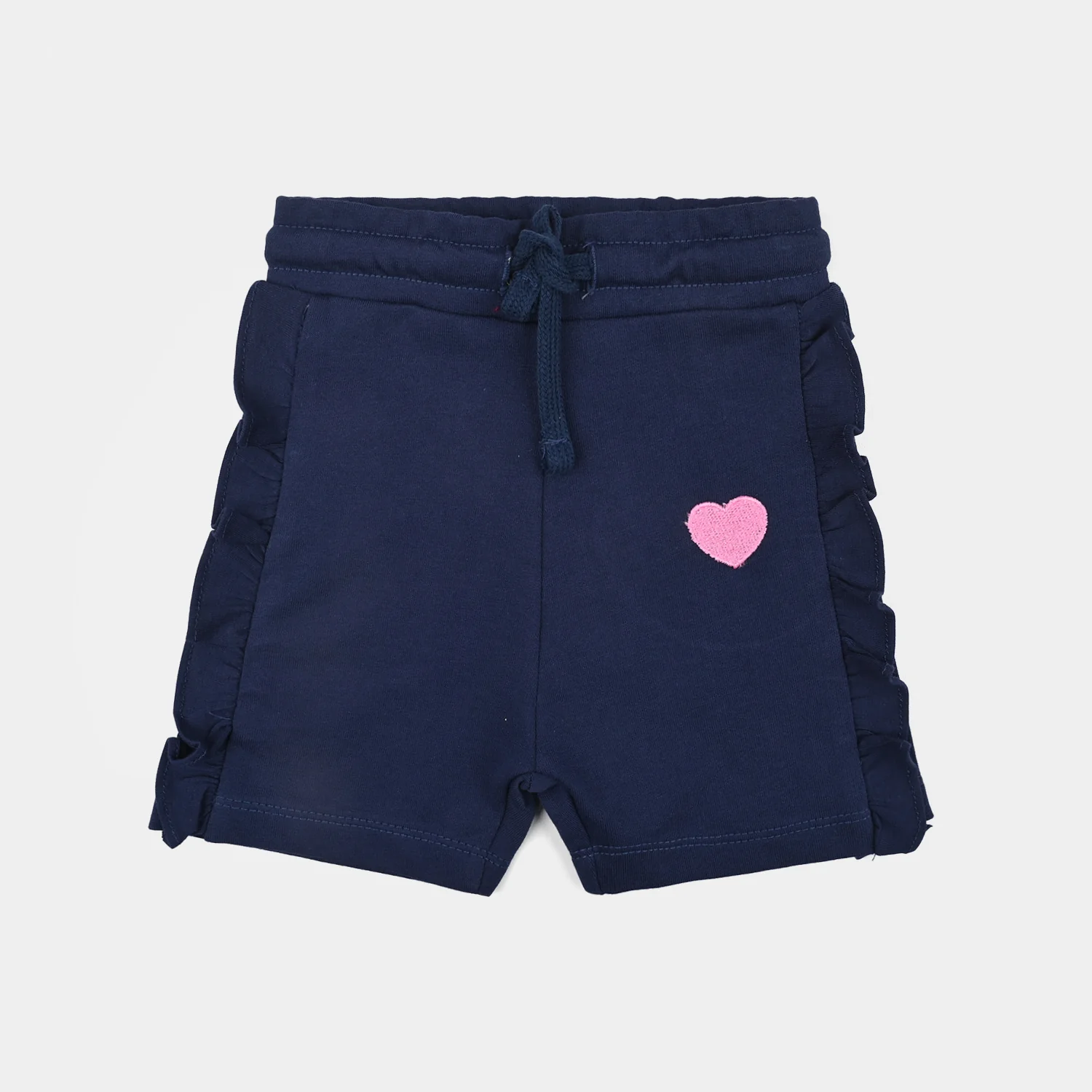 Infant Girls Jersey/Terry Short Heart-Navy Blue