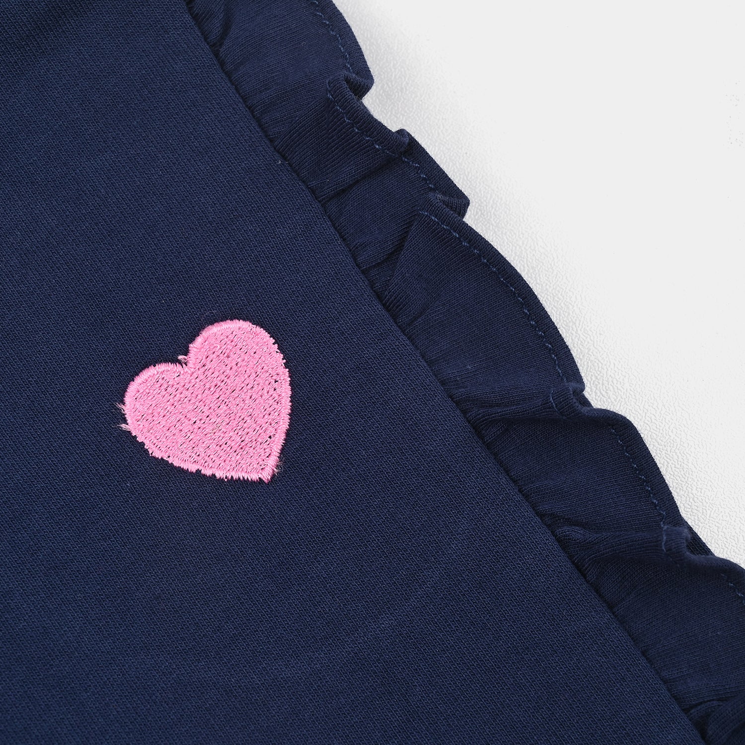 Infant Girls Jersey/Terry Short Heart-Navy Blue - Image 3