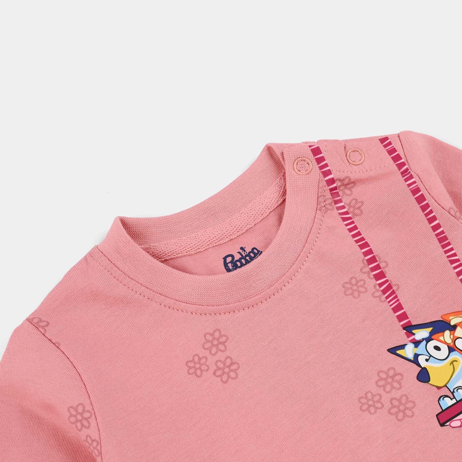 Infant Girls Jersey/Terry T-Shirt (Bluey & Bingo) - Pink - Image 3